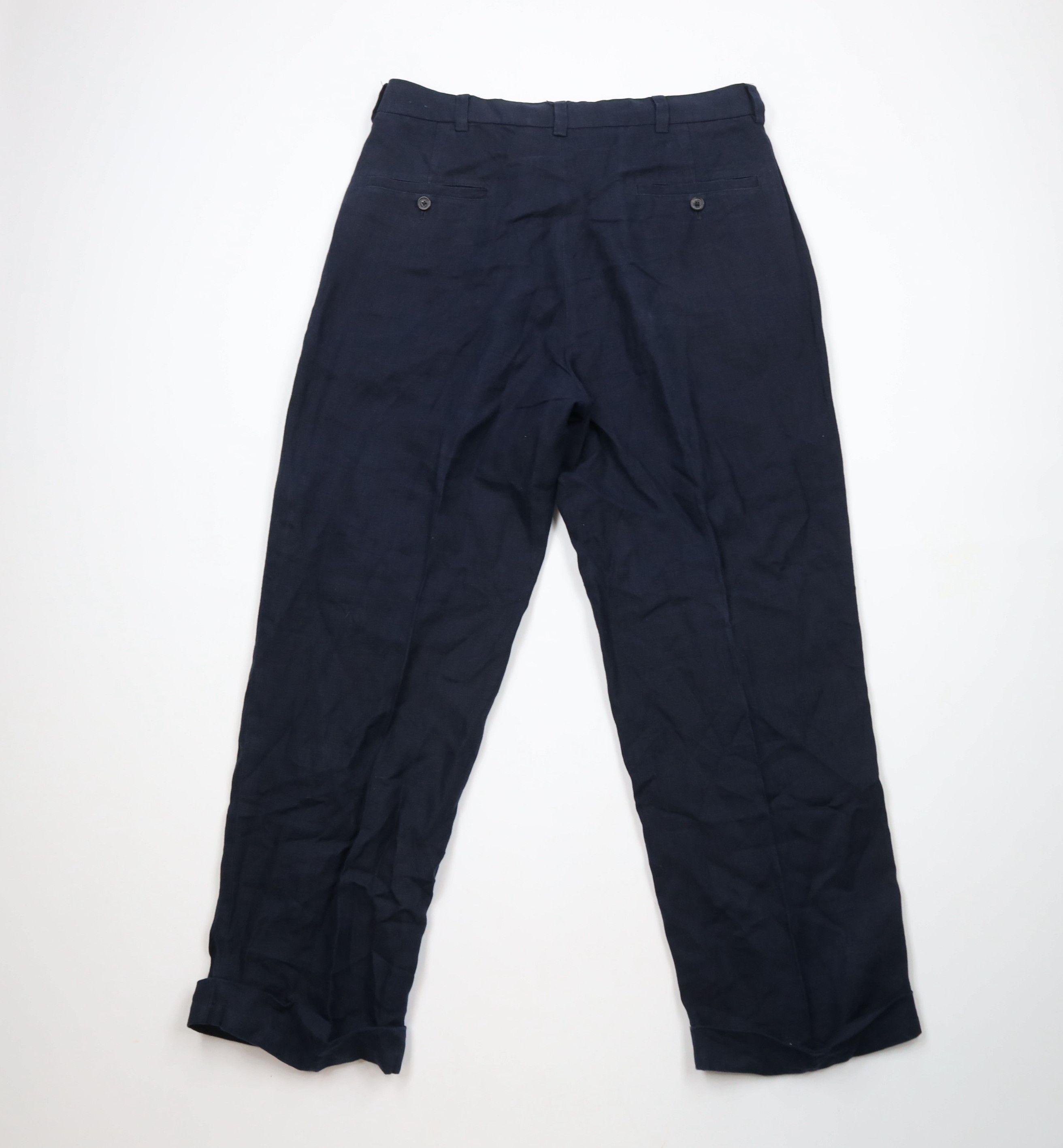 Brooks Brothers × Vintage Vintage Brooks Brothers Cuffed Wide Leg Chino Pants Linen Size US 34 / EU 50 - 8 Thumbnail