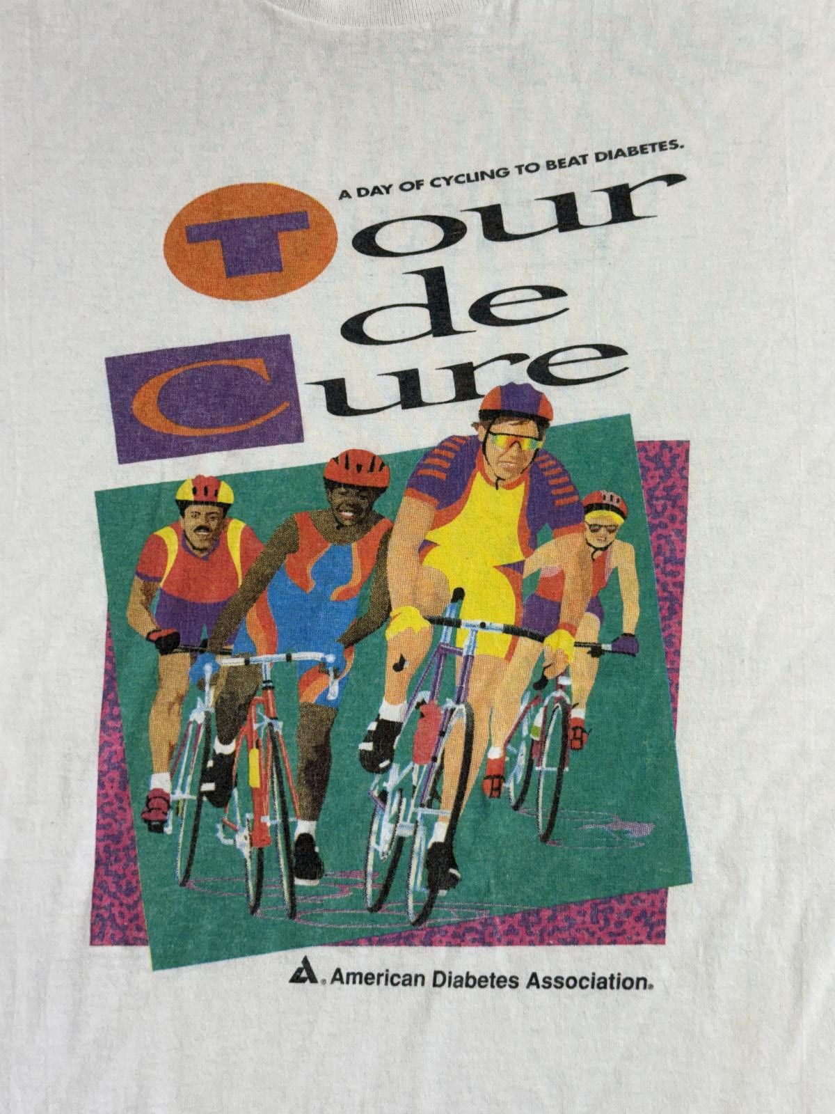 Hanes Vintage ADA Tour De Cure T-shirt American Diabetes Assoc - L Size US L / EU 52-54 / 3 - 4 Thumbnail