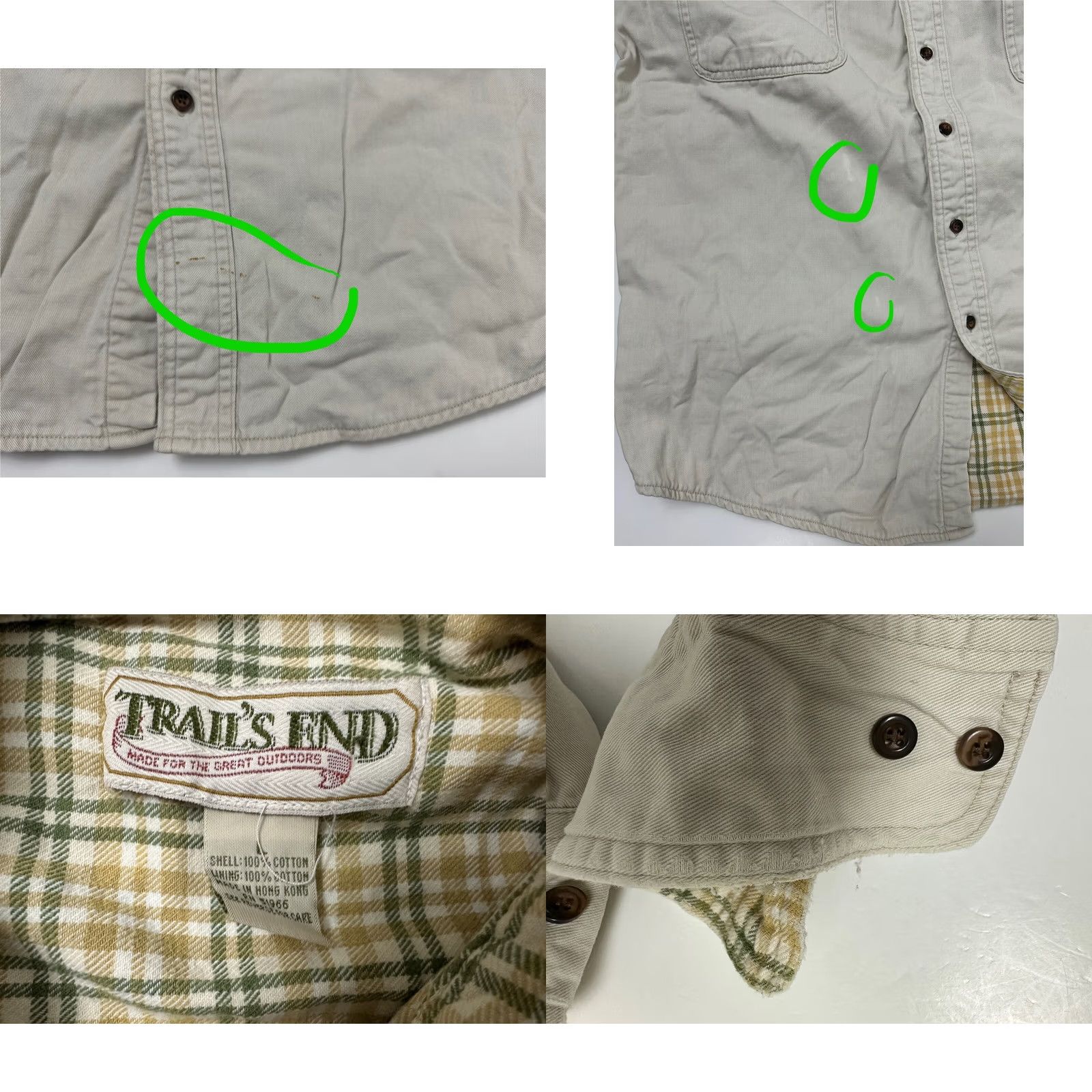 Vintage VINTAGE Trail's End Flannel-Lined Shirt Jacket Mens Large Ivory Cotton Twill 90s Grunge Casual Shirt Jacket Men Large Ivory Accessories: Pockets Size US L / EU 52-54 / 3 - 9 Thumbnail