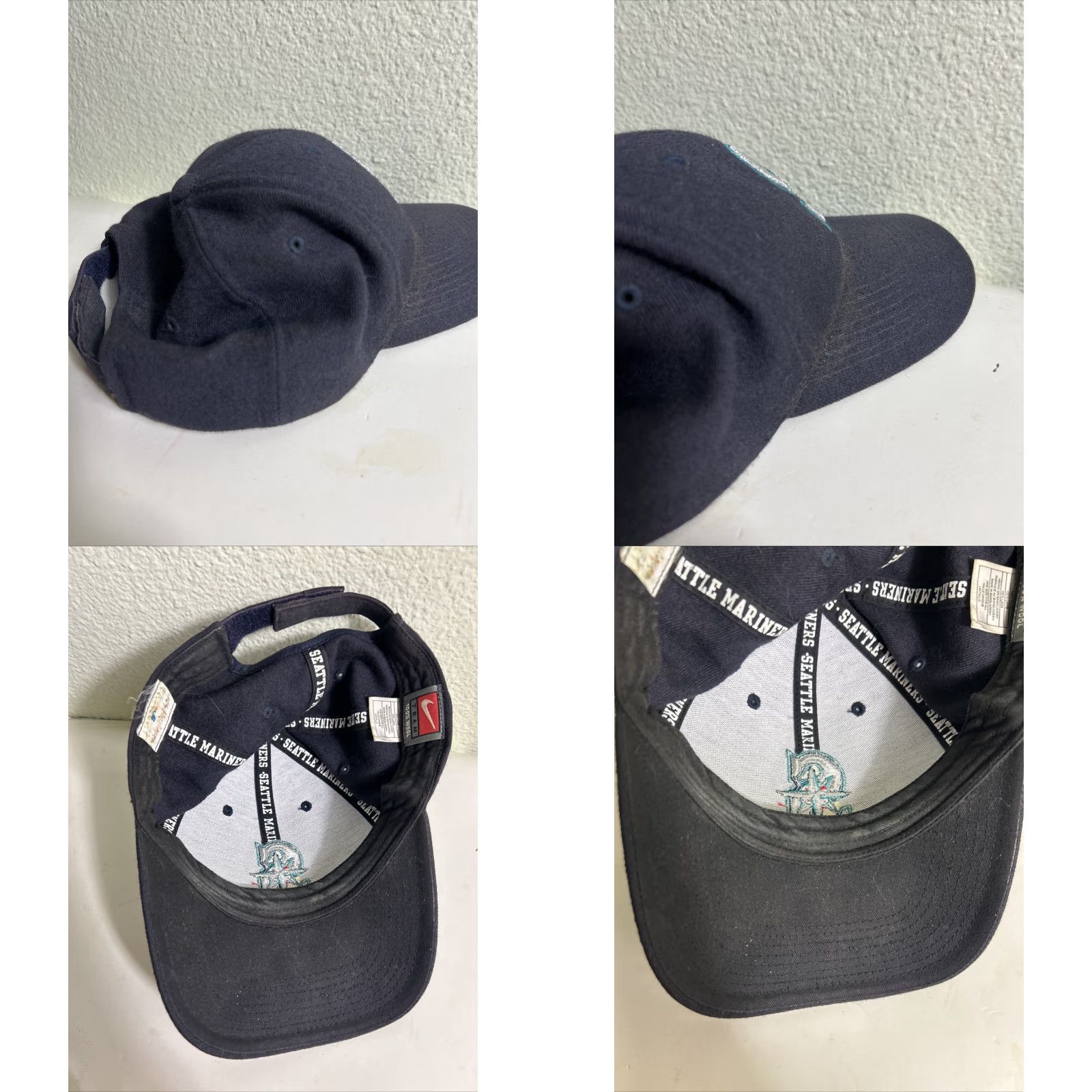 Nike VINTAGE Nike Team Seattle Mariners MLB Strap Back Hat Adjustable Unisex Adults Baseball Cap 90s Logo Black Cotton Canvas Men Women Men Women Size ONE SIZE - 9 Thumbnail