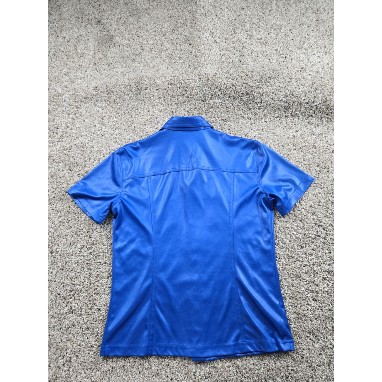 Lee VINTAGE Elee Shirt Mens Small Blue Button Up Short Sleeve Shiny Raver Y2K Graphic Print Size US S / EU 44-46 / 1 - 5 Thumbnail