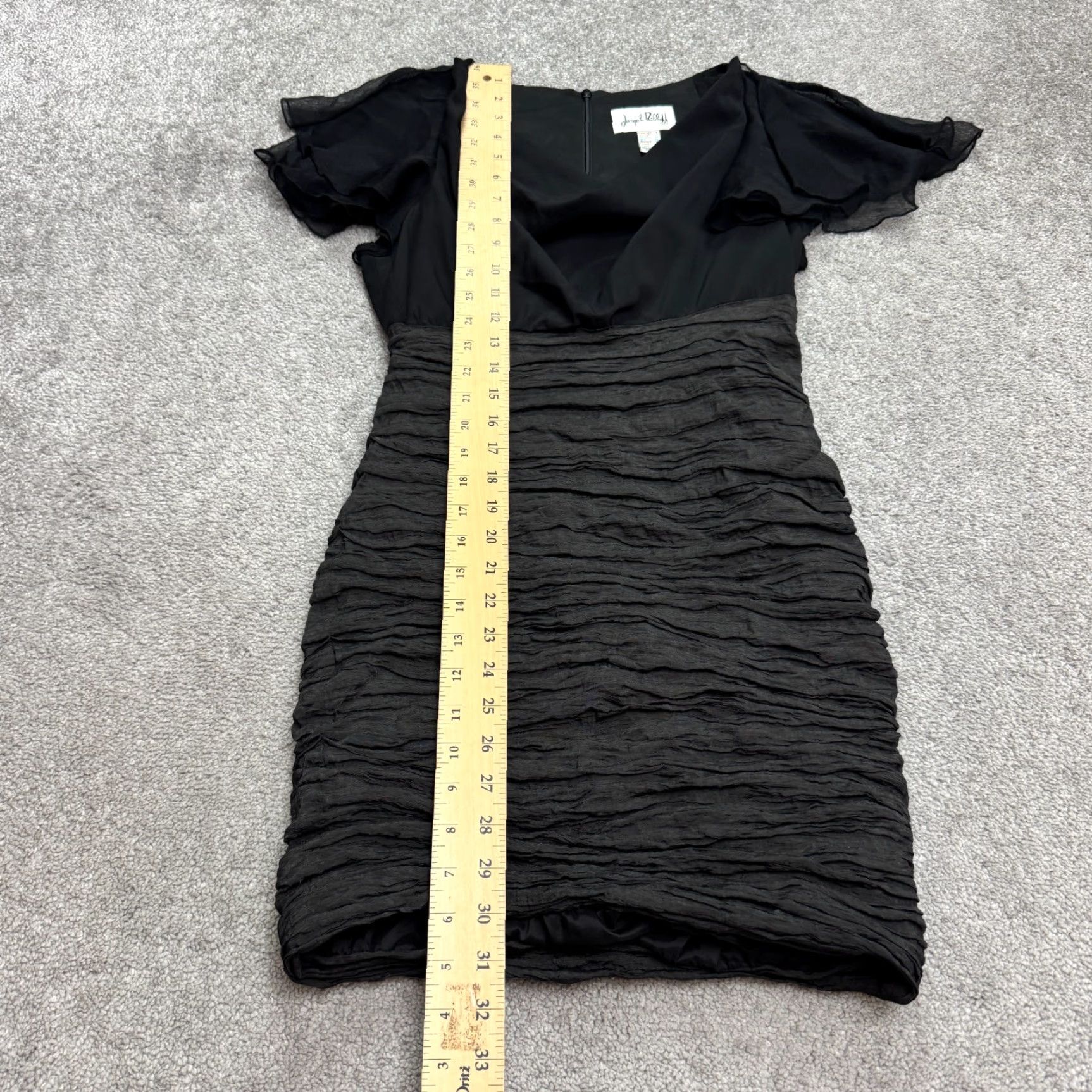 Joseph Ribkoff Joseph Ribkoff Mini Dress Womens 6 Black Ruched Flutter Sleeve Cowl Neck Party/Cocktail Dress Short Sleeve Solid Polyester Designer Classic Size M / US 6-8 / IT 42-44 - 5 Thumbnail
