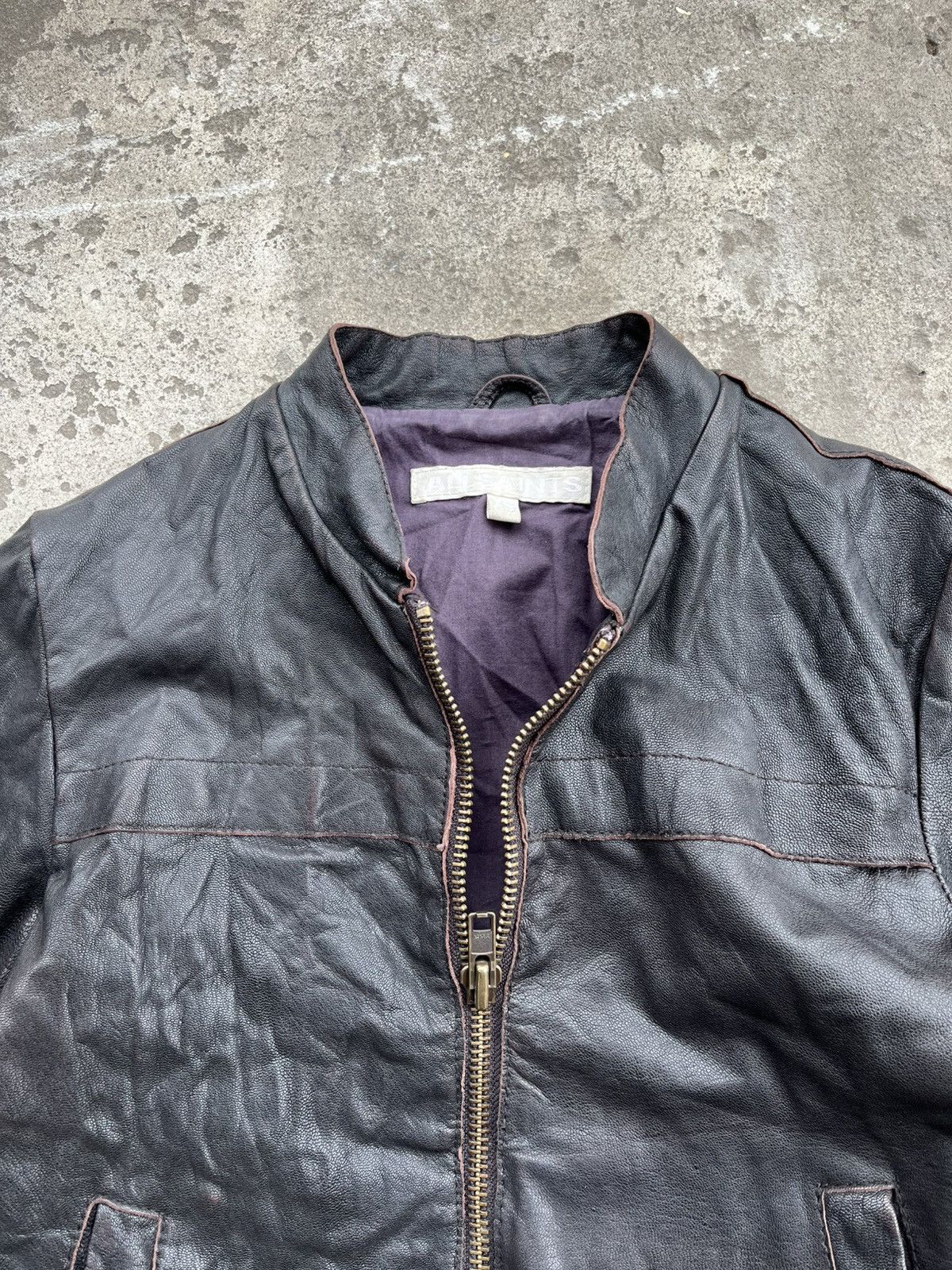 Allsaints × Japanese Brand Vintage Allsaints Avant Garde Japanese Faded Leather Jacket Size XS / US 0-2 / IT 36-38 - 2 Thumbnail
