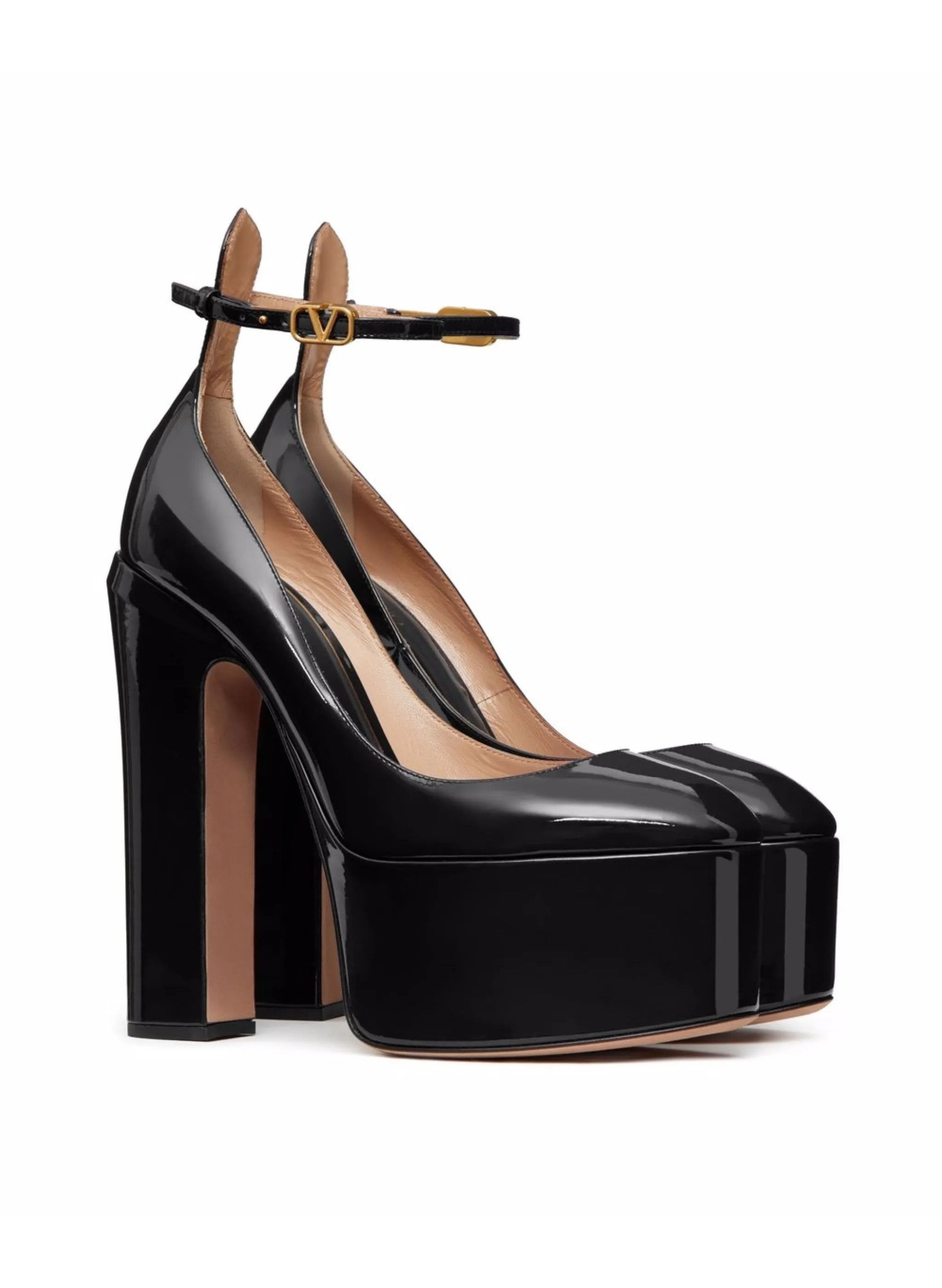 VALENTINO Tan-Go black patent leather platform pumps 12 42