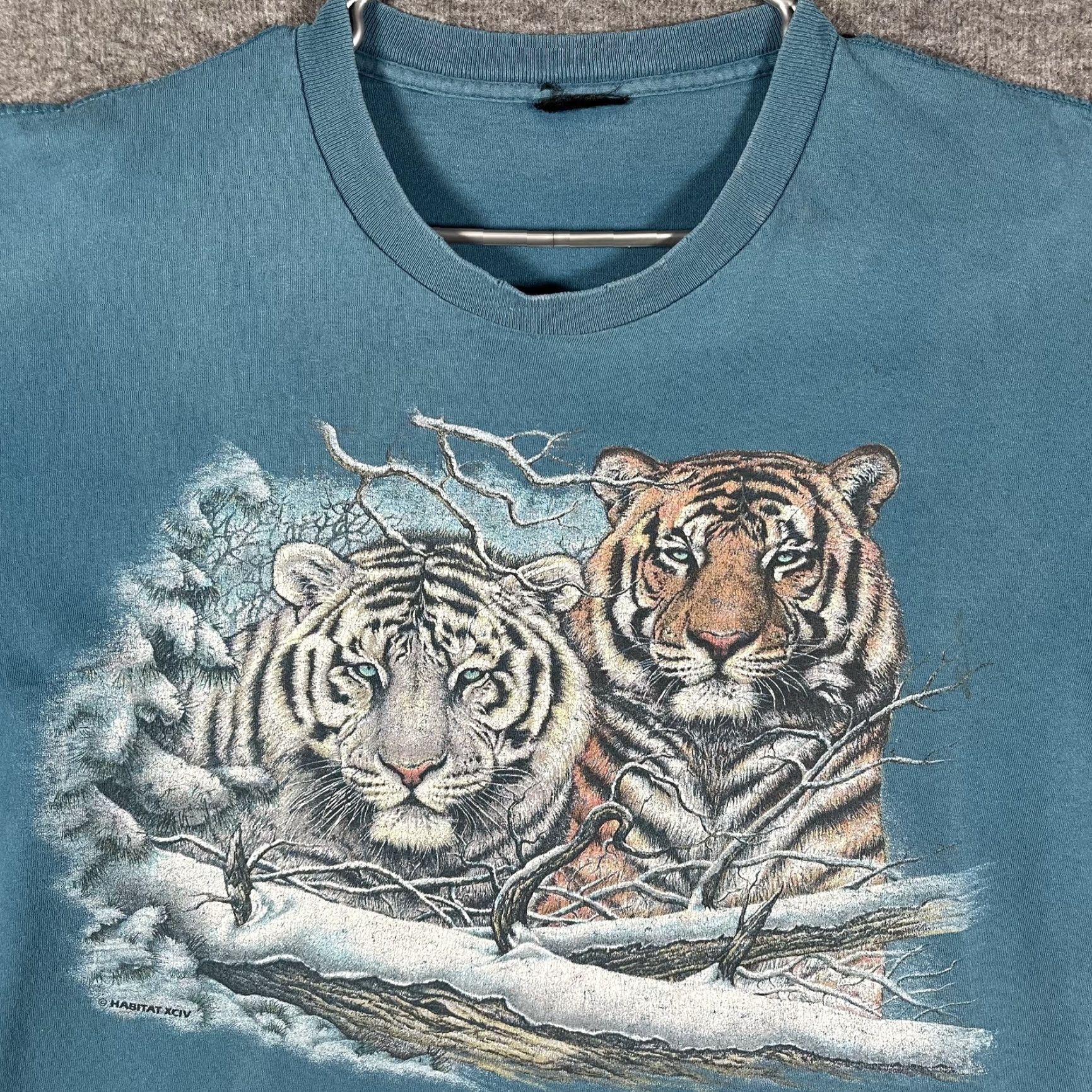 Habitat VINTAGE Habitat Shirt Mens XL Blue Tiger Snow Wildlife Graphic Tee 1994 Size US XL / EU 56 / 4 - 2 Thumbnail