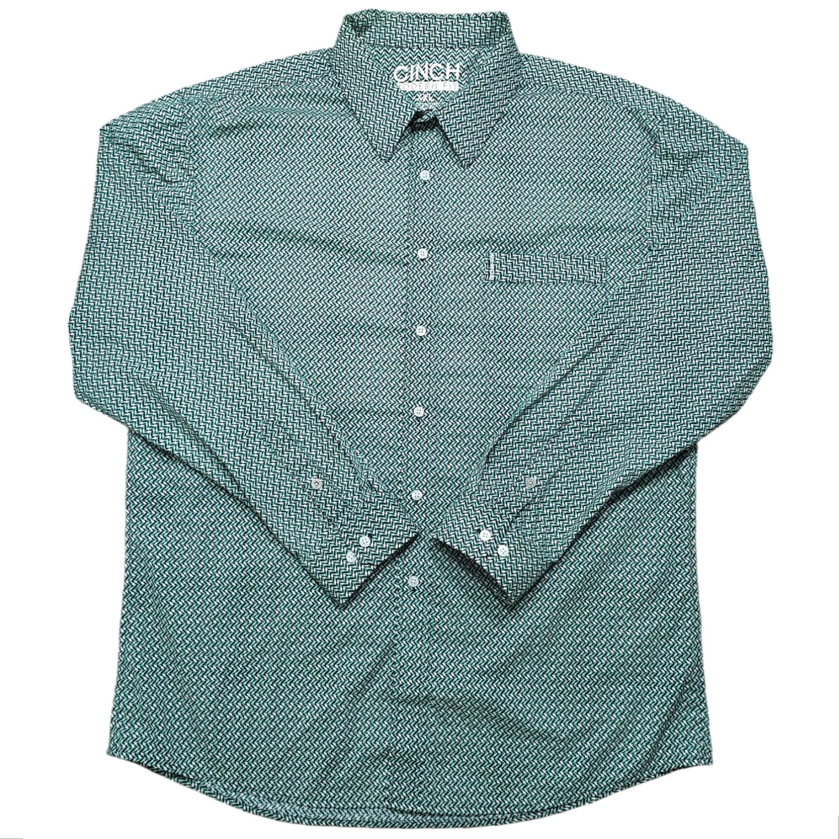 Vintage Cinch Western Button Up Shirt Mens 2XL Green Geometric Long Sleeve Shirt Size US XXL / EU 58 / 5 - 2 Thumbnail