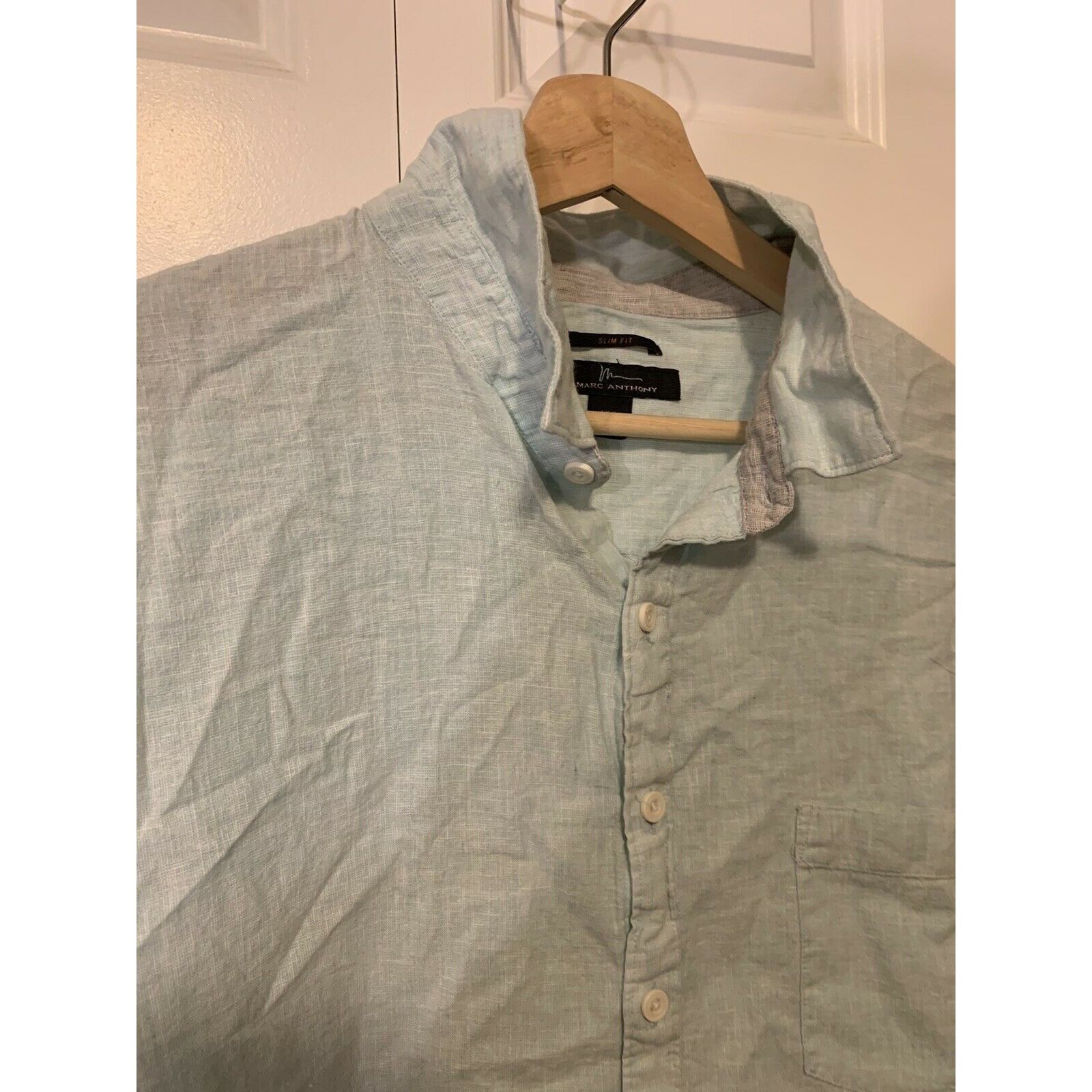 Marc Anthony Marc Anthony Men’s Sz XXL Button Shirt Green Linen Blend Bu Size US XXL / EU 58 / 5 - 1 Thumbnail