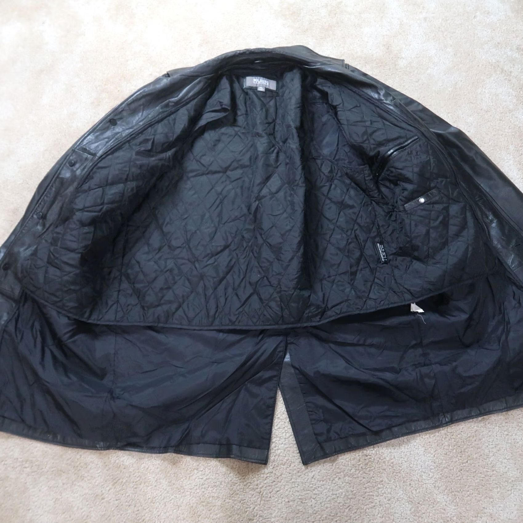 Vintage VINTAGE Wilsons Black Leather Jacket Mens Overcoat XL Full Zip Insulated Lined Nylon 90s Classic Size US XL / EU 56 / 4 - 2 Thumbnail