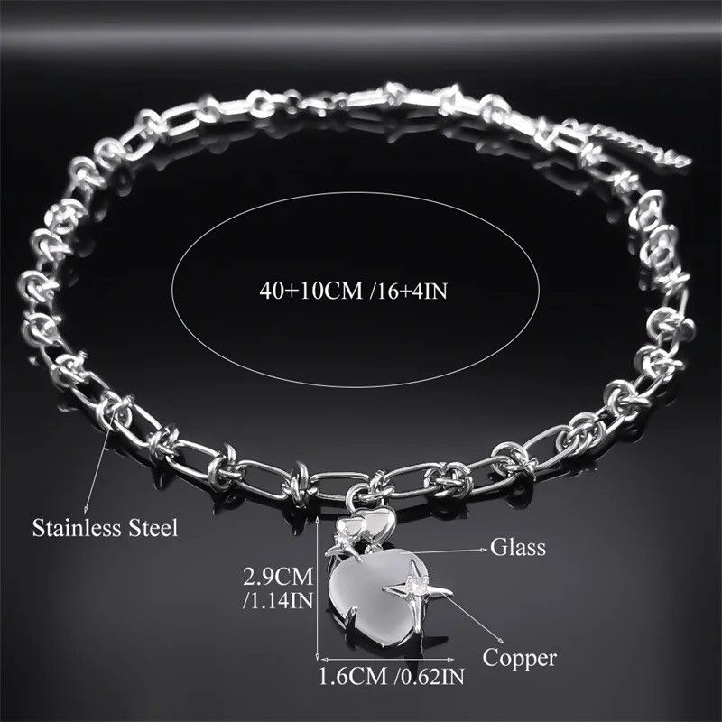 Japanese Brand Crystal Star Heart Pendant Necklace Size ONE SIZE - 5 Thumbnail