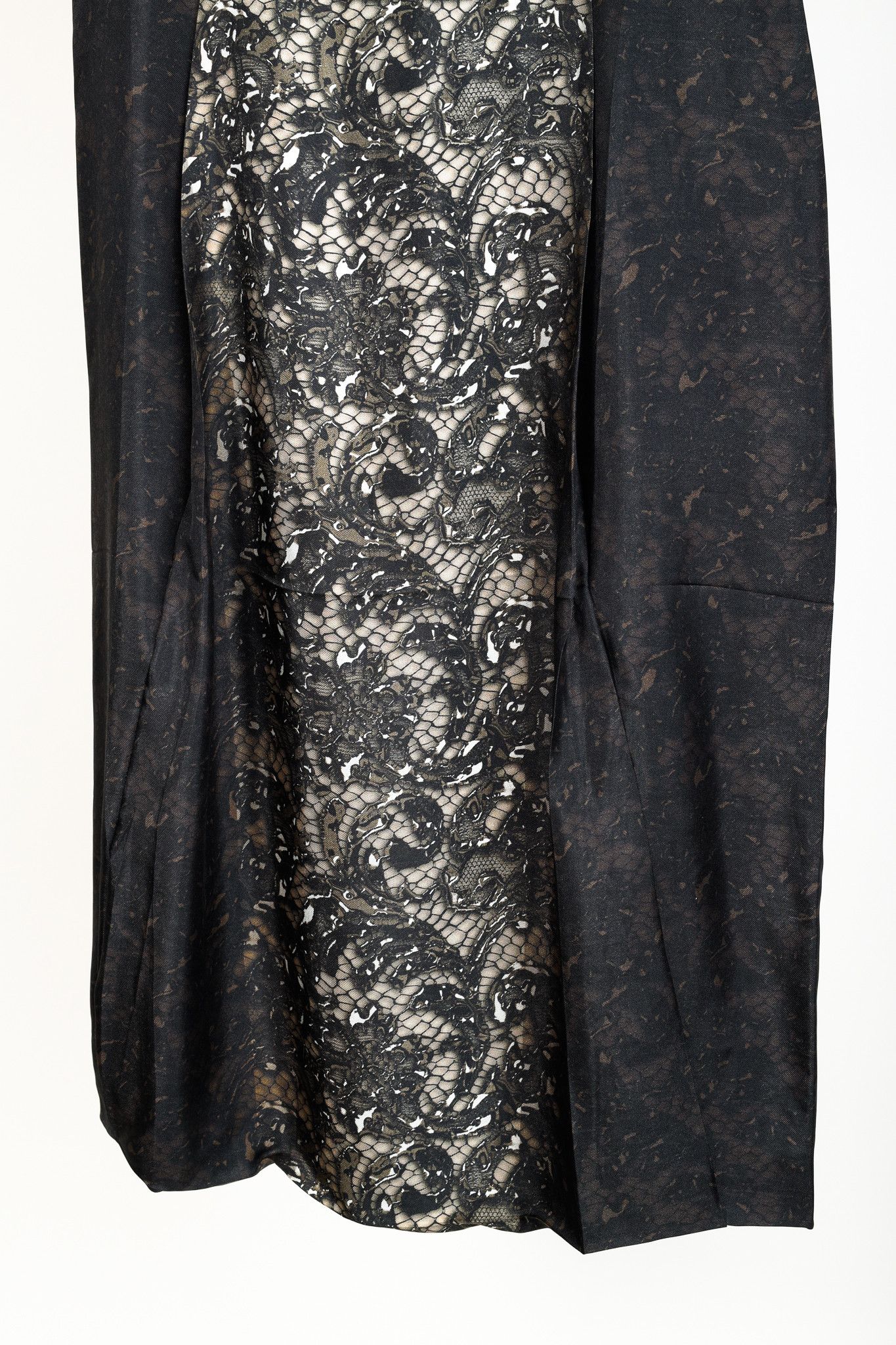 Prada Prada AW/08 Brown Lace-Print Silk Cap-Sleeve Dress Size XS / US 0-2 / IT 36-38 - 4 Thumbnail
