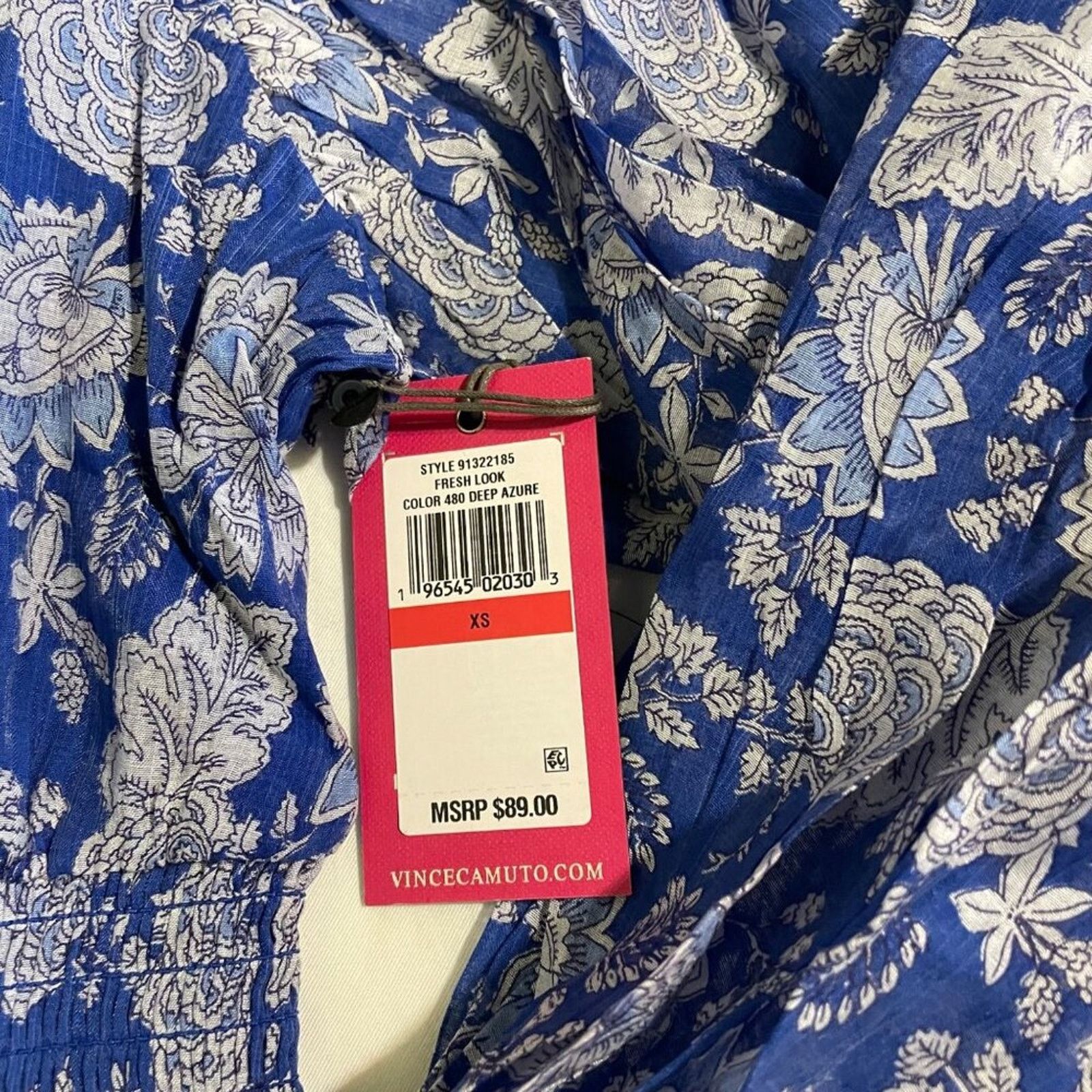 Vince Camuto Vince Camuto Peplum Floral Blue Sheer Sleeve Lined Blouse XS Size XS / US 0-2 / IT 36-38 - 9 Thumbnail