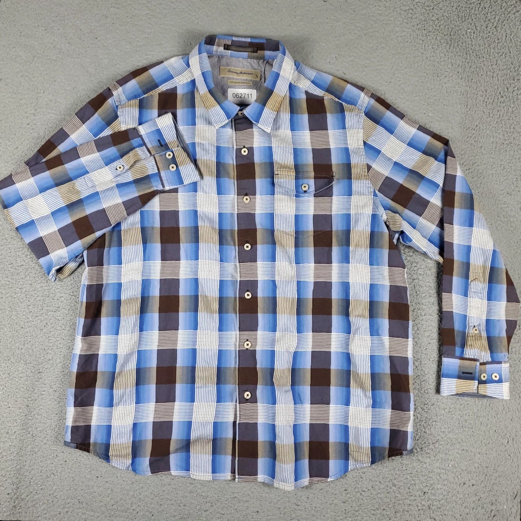 Tommy Bahama Tommy Bahama Shirt Men XL Blue Brown Plaid Silk Cotton Button-Up Casual Ocean Island Modern Fit Long Sleeve Men’s Regular Fit Size US XL / EU 56 / 4 - 2 Thumbnail