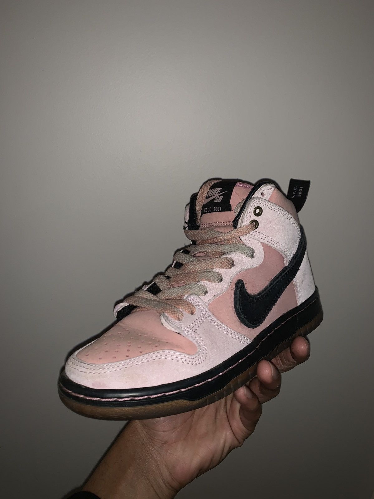 Nike KCDC Brooklyn Skateshop Nike SB Dunk High Pink Black (Men's) Size US 6 / IT 36 - 3 Thumbnail