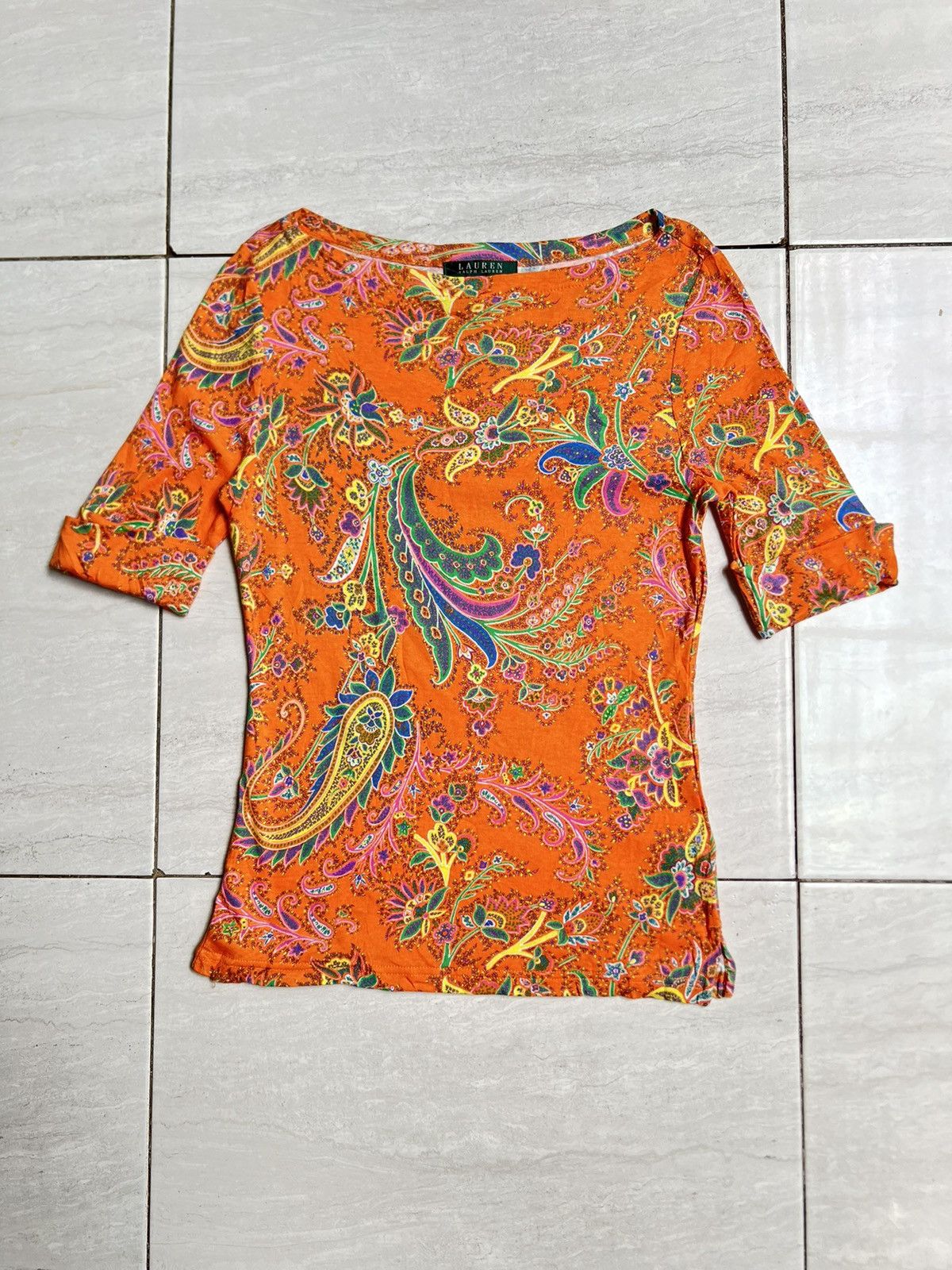 Ralph Lauren RALPH LAUREN Paisley Bandana Motive Orange T-shirt Size US XS / EU 42 / 0 - 1 Thumbnail