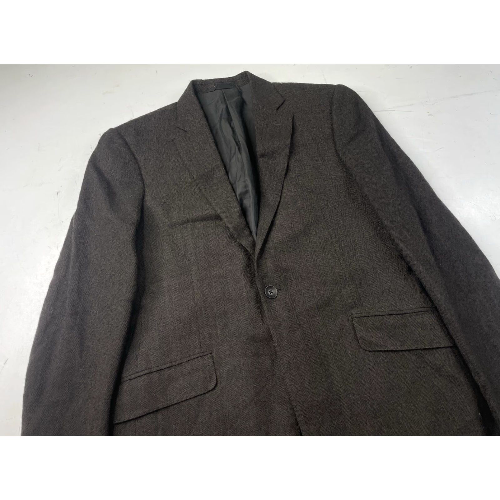 Rag & Bone Rag & Bone Blazer Mens 38 Brown Wool Herringbone Notch Lapel One-Button Single-Breasted Jacket Coat Regular Fit Size 38R - 2 Thumbnail