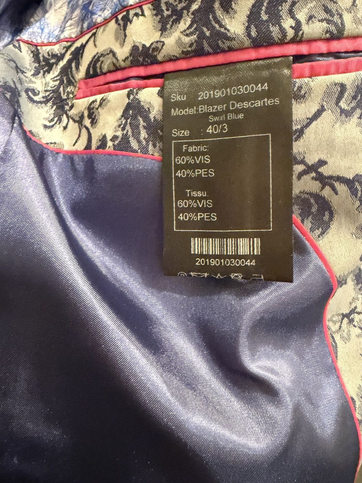 Maceoo MACEOO Paris Men’s Descartes Swirl Blue Blazer Size 40/3 NWT Size 40R - 4 Thumbnail