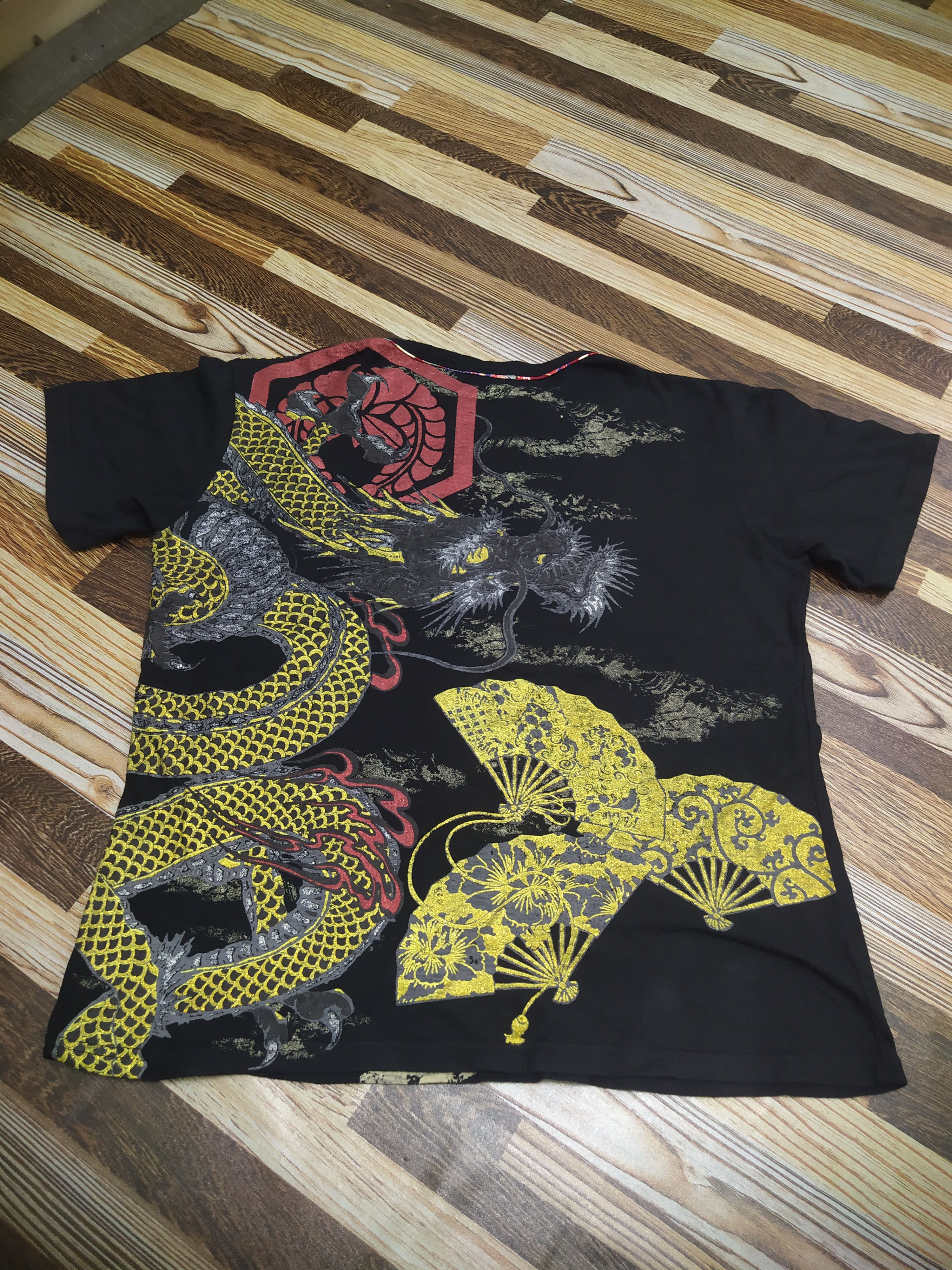 Japanese Brand Vintage Japanese Dragon Graphic Wagara T-Shirt Kimono Print Size US L / EU 52-54 / 3 - 12 Thumbnail