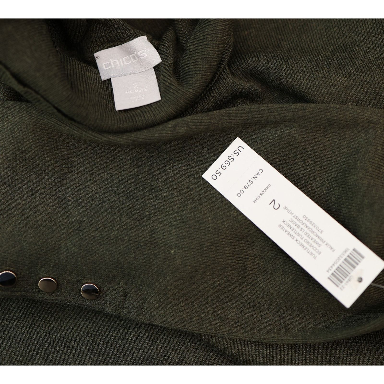 Chicos NWT CHICO'S Ecovero Long Sleeve Turtleneck Sweater Sz L $69 Size L / US 10 / IT 46 - 5 Thumbnail