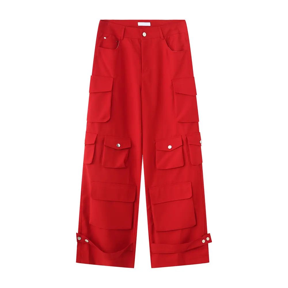 Japanese Brand × Jean Red Cargo Utility Pants Size US 32 / EU 48 - 2 Thumbnail