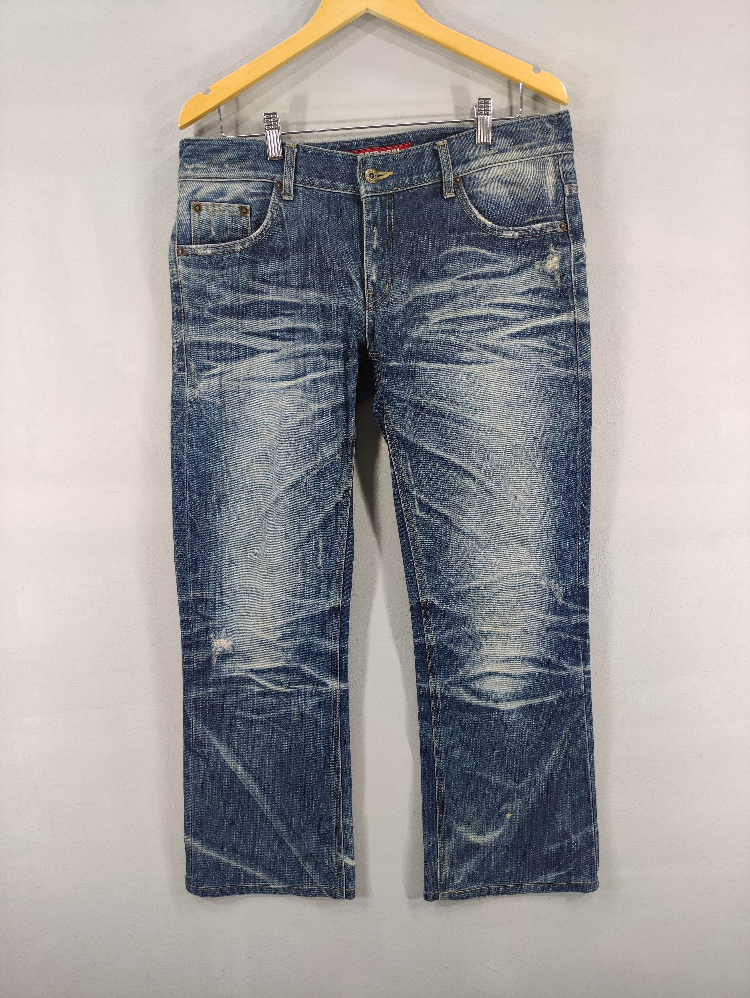 Japanese Brand Vintage Rubber Soul Distressed Denim Jeans Size US 35 - 1 Thumbnail