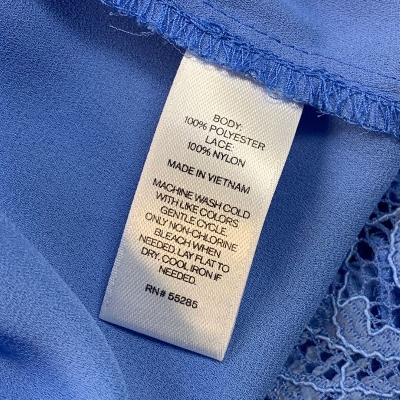 Express Express Women Small Lace Detail Blue Short Sleeve Top Blouse Size S / US 4 / IT 40 - 6 Thumbnail