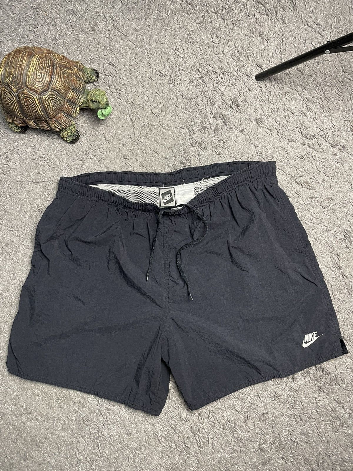 Nike × Vintage Vintage Nike Nylon Black Big Logo Shorts y2k Size US 36 / EU 52 - 1 Thumbnail