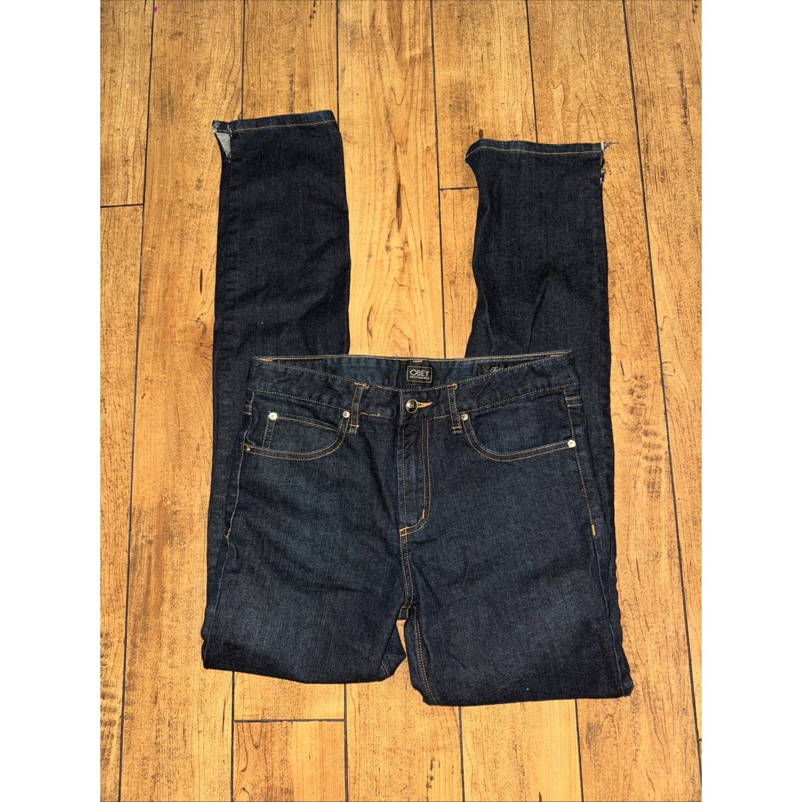 Obey Obey Tight Stretch Straight Leg Jeans Dark Wash 30x33 Size US 30 / EU 46 - 6 Thumbnail