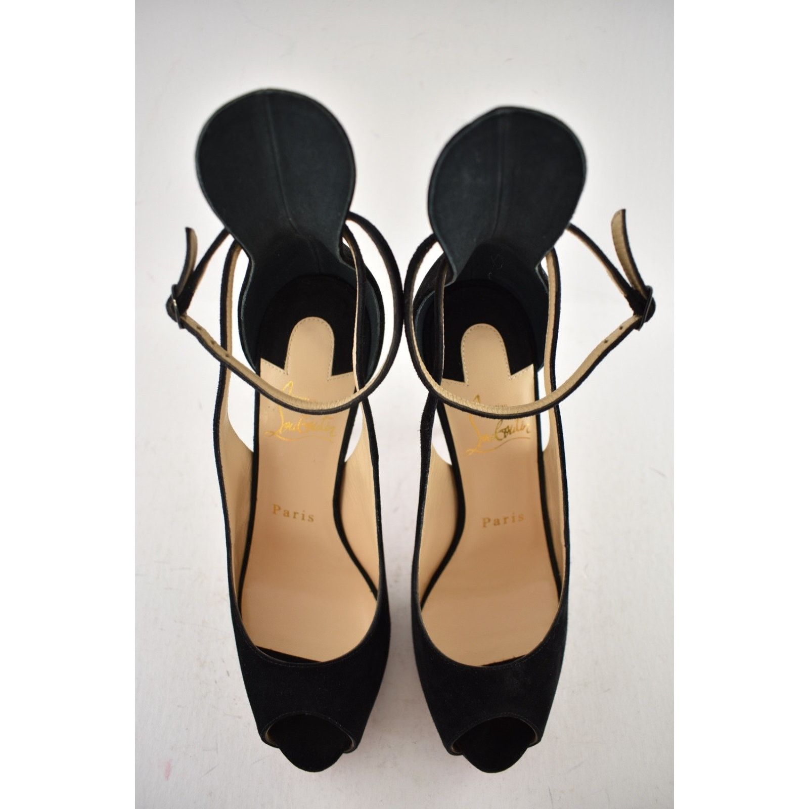 Christian Louboutin Mascaralta 120 Black Suede Peep Platform Sandal Heel Pump 36 Size US 6 / IT 36 - 8 Thumbnail