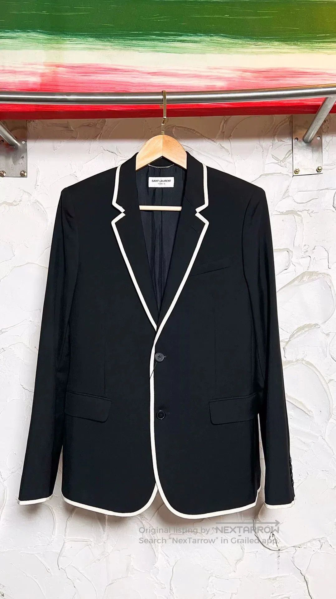 Saint Laurent Paris Saint Laurent Black Blazer with White Trim. Size US M / EU 48-50 / 2 - 1 Thumbnail