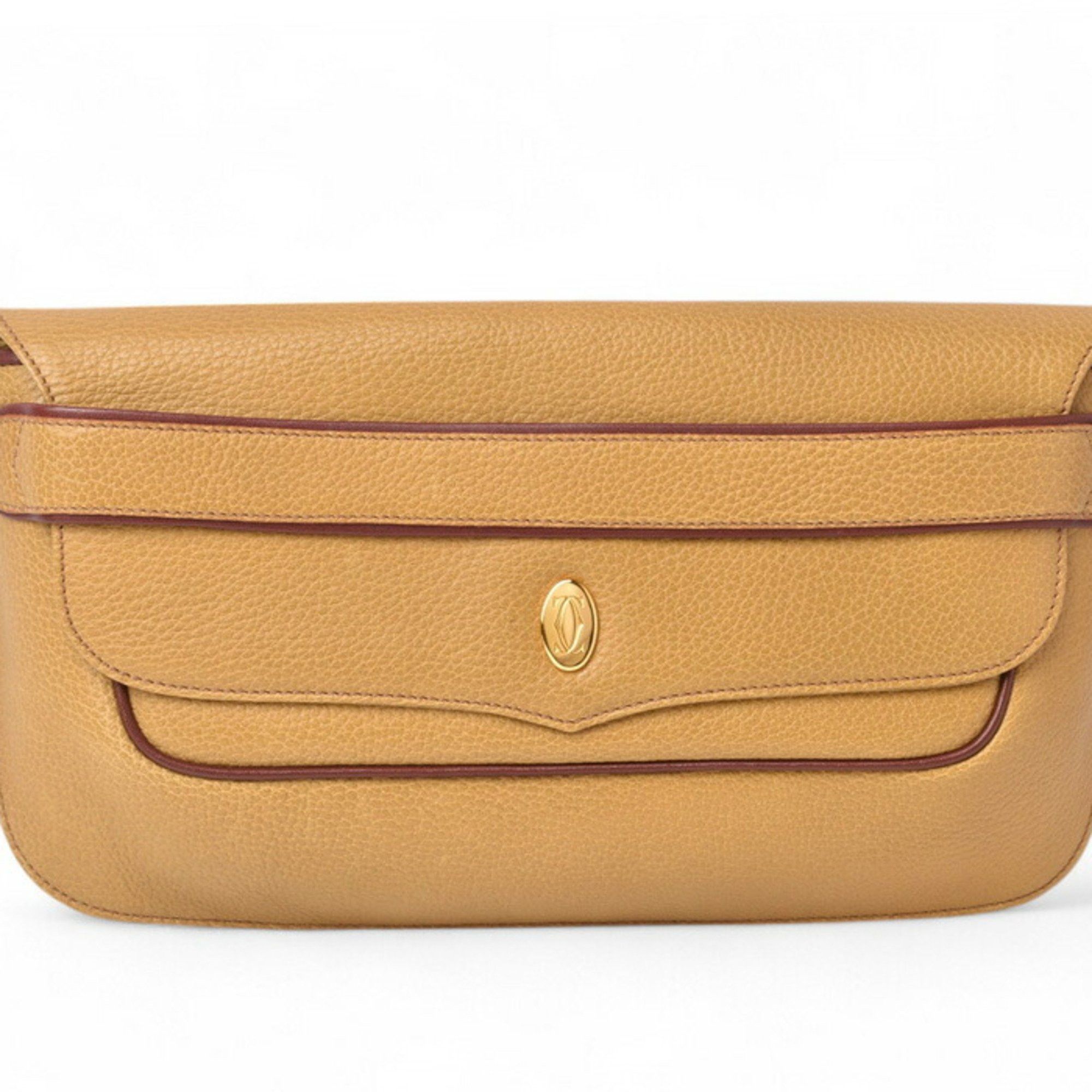 Cartier clutch bag pouch Must Line leather camel