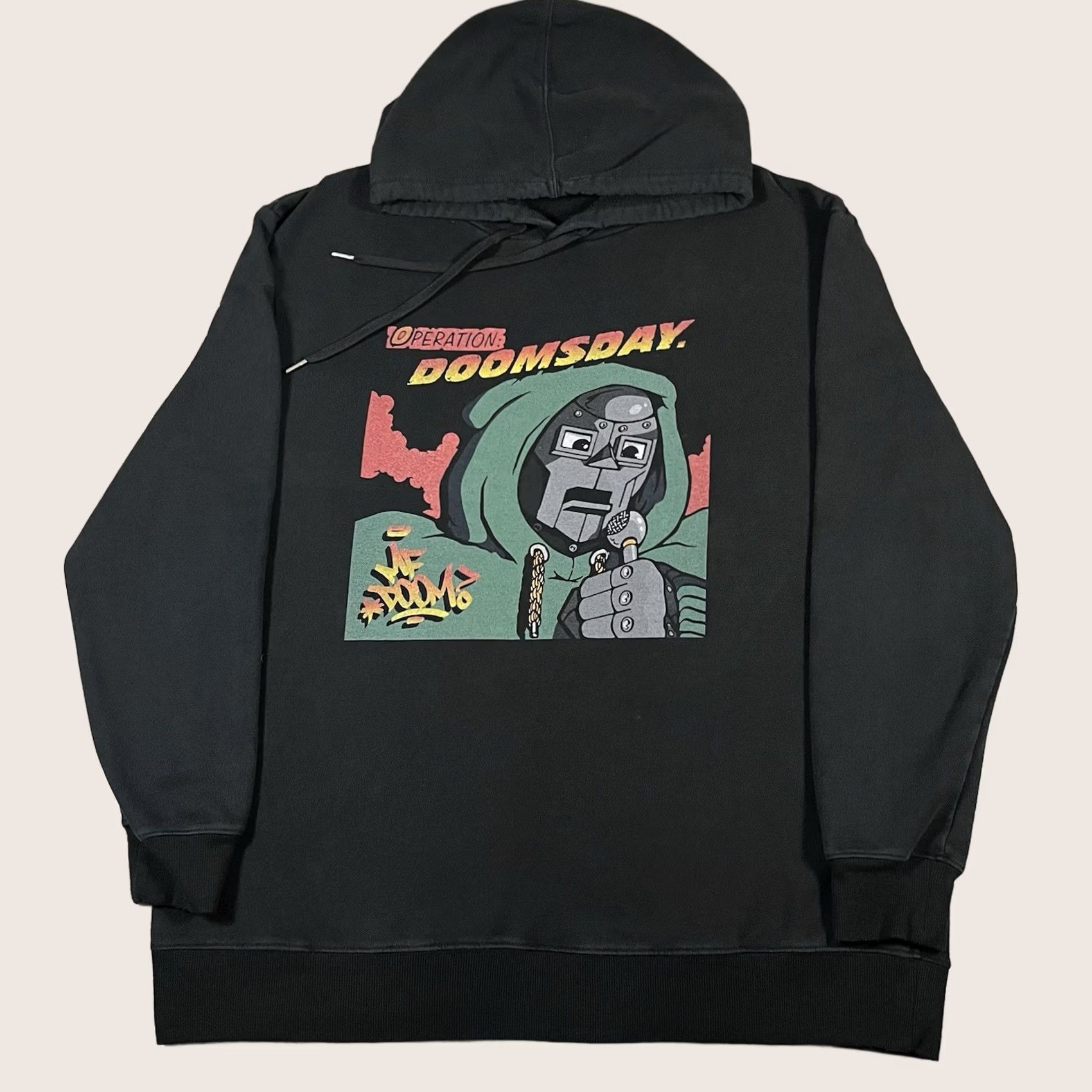 Vintage MF Doom Hoodie Mens XL Operation Doomsday Graphic Print Sweatshirt Hooded Pullover 90s Hip Hop Black Size US XL / EU 56 / 4 - 1 Thumbnail