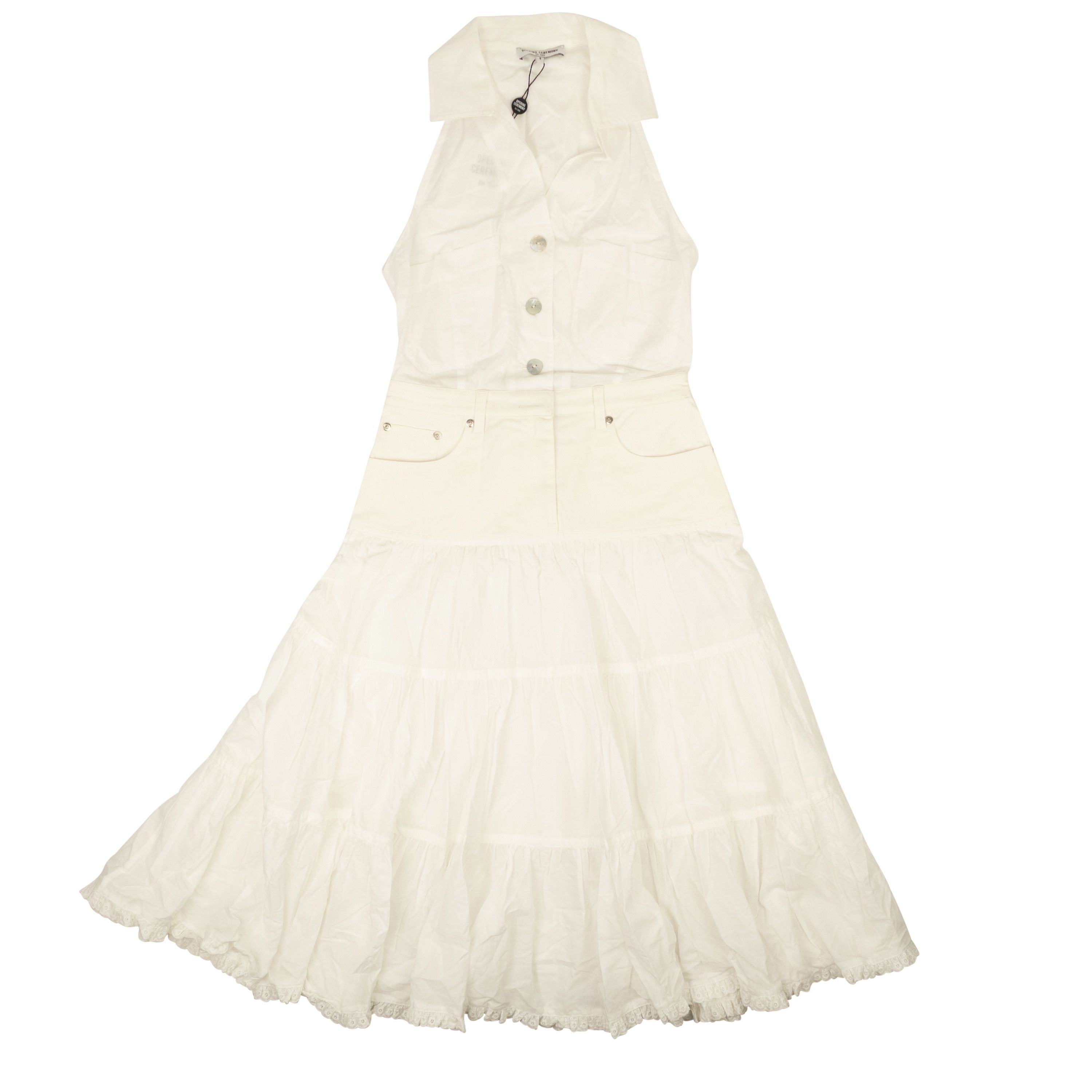 image of Opening Ceremony Optic White Tiered Ruffle Dress Size 6, Women's