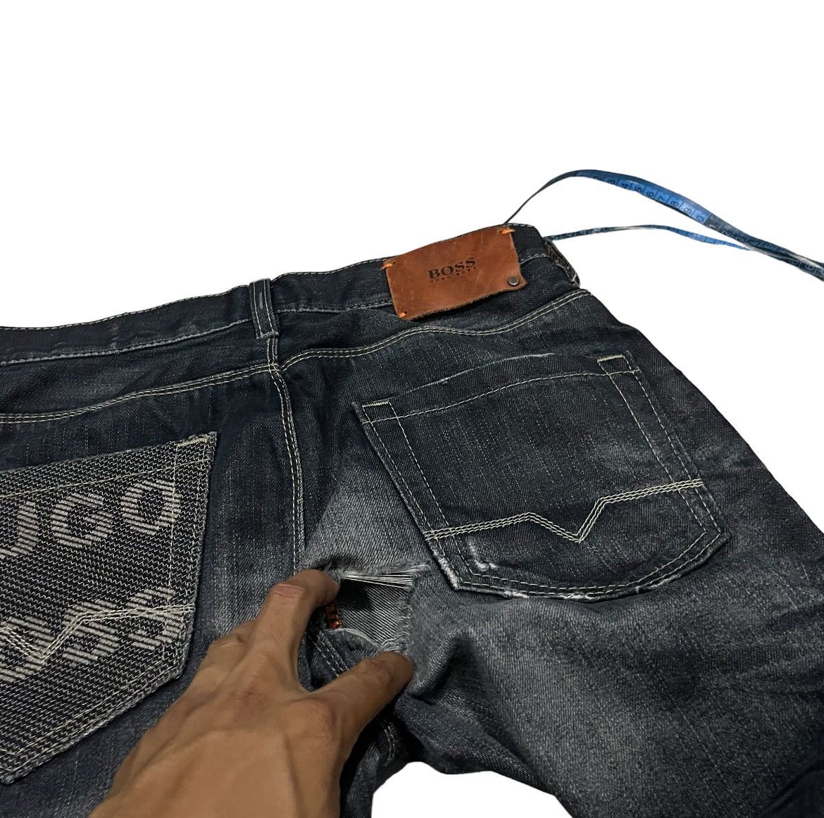 Hugo Boss HUGO BOSS Black Flared Ripped Denim Size US 30 / EU 46 - 9 Thumbnail