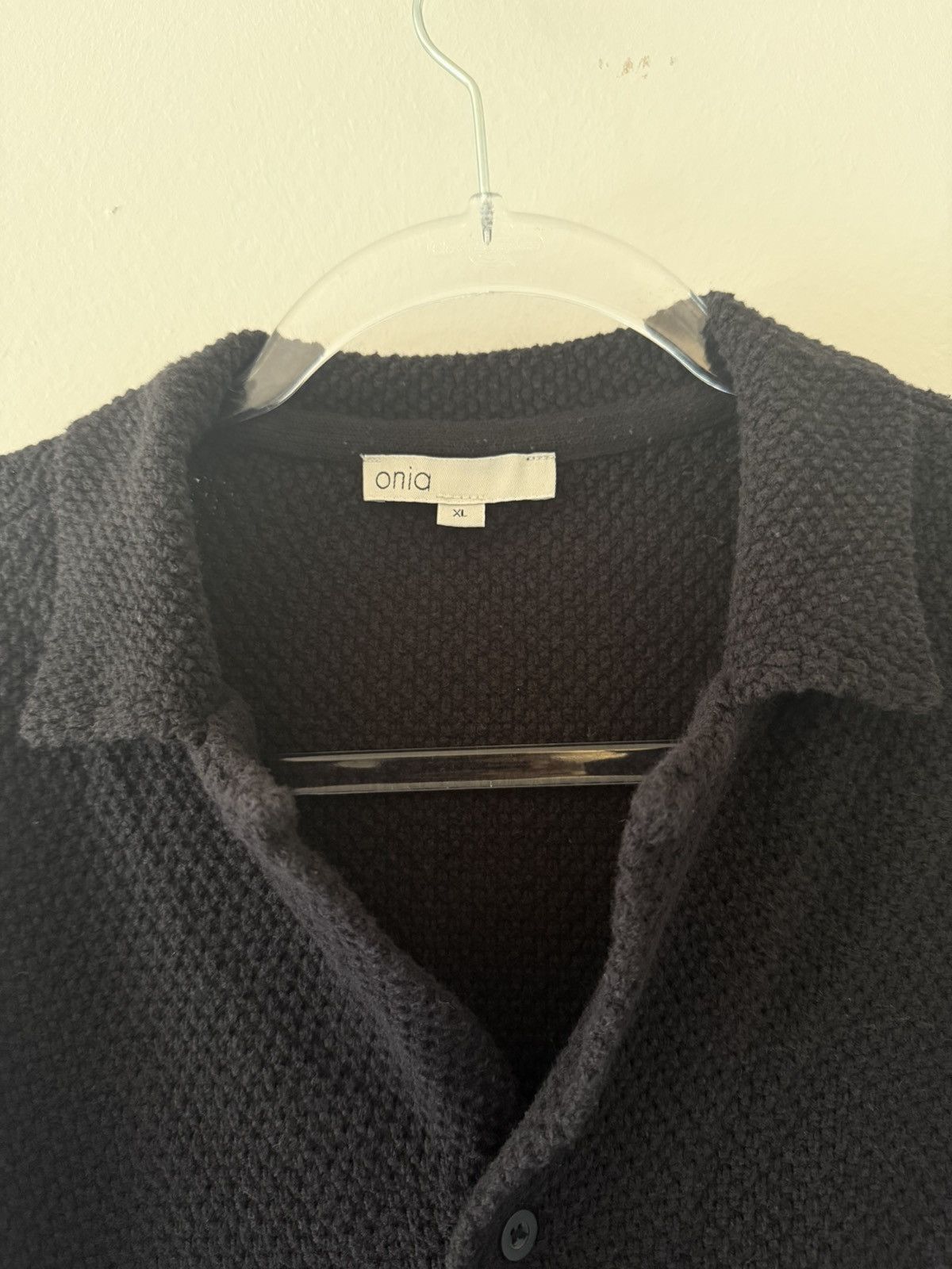 Onia onia Men's Black Cotton Textured Camp Shirt Size US XL / EU 56 / 4 - 3 Thumbnail