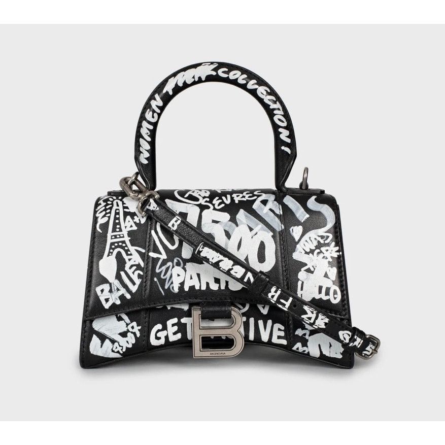 Balenciaga Balenciaga Hourglass Leather Black & White Bag Size ONE SIZE - 1 Thumbnail