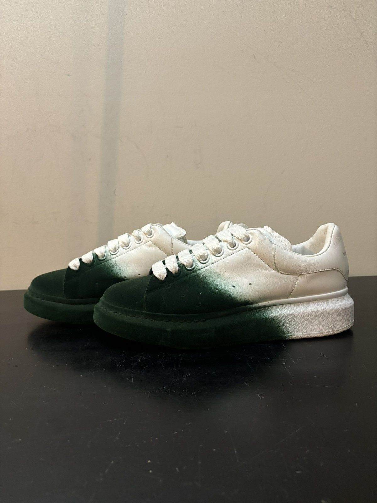 Alexander McQueen Alexander McQueen Oversized Leather Sneakers Sprayed Green Size US 7 / EU 40 - 1 Thumbnail