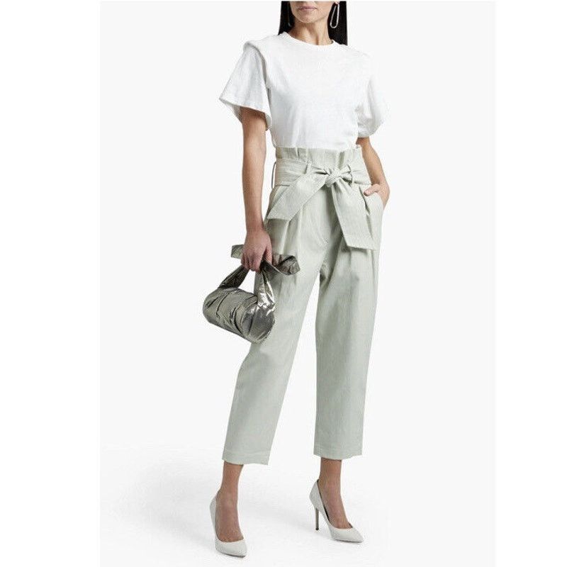 Iro IRO Ritokie High Waist Ankle Paperbag Trousers Green FR 36 4 Size 27" / US 4 / IT 40 - 8 Thumbnail