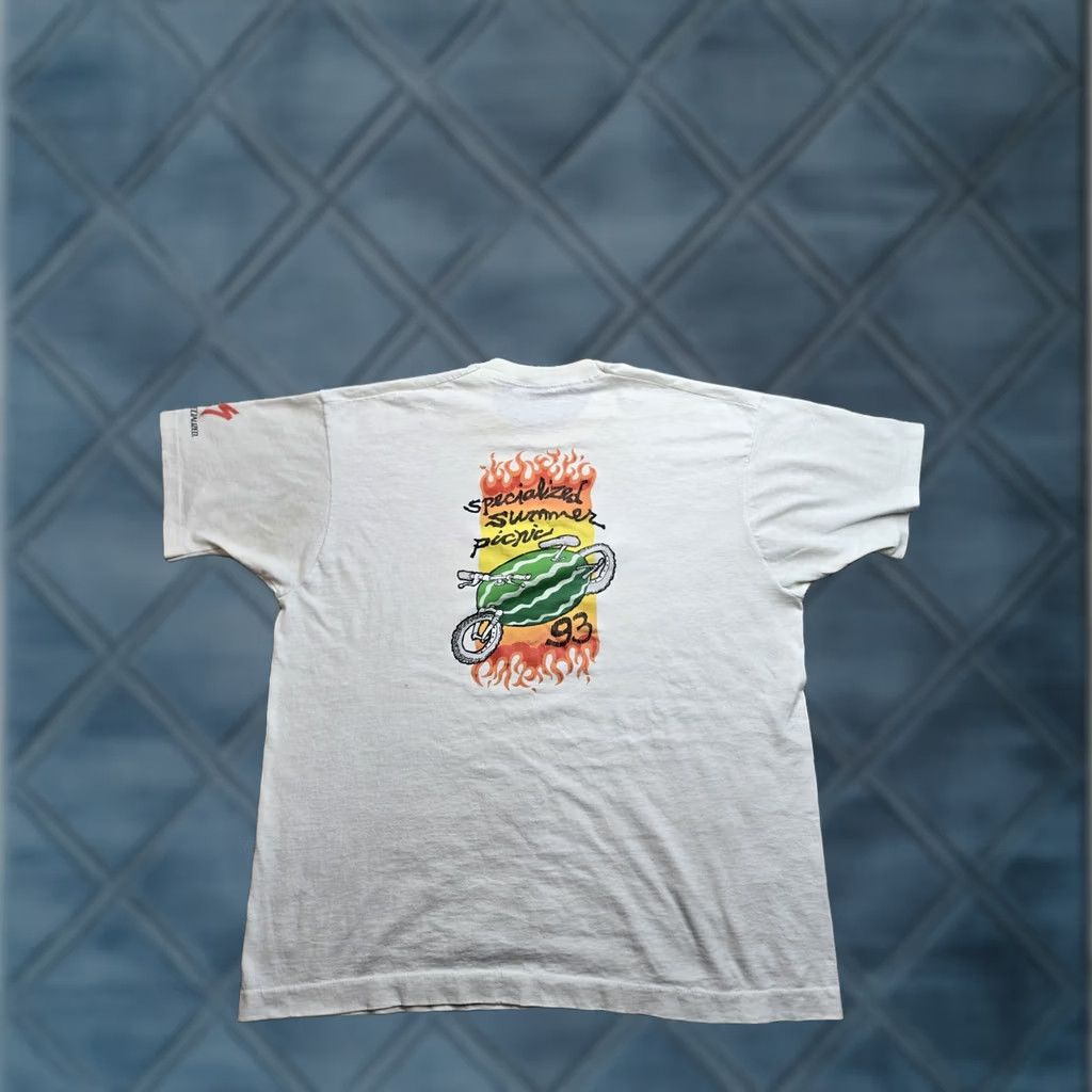 Vintage VINTAGE Specialized Summer Picnic T Shirt Mens XL White Flame Graphic 1993 90s Size US XL / EU 56 / 4 - 1 Thumbnail