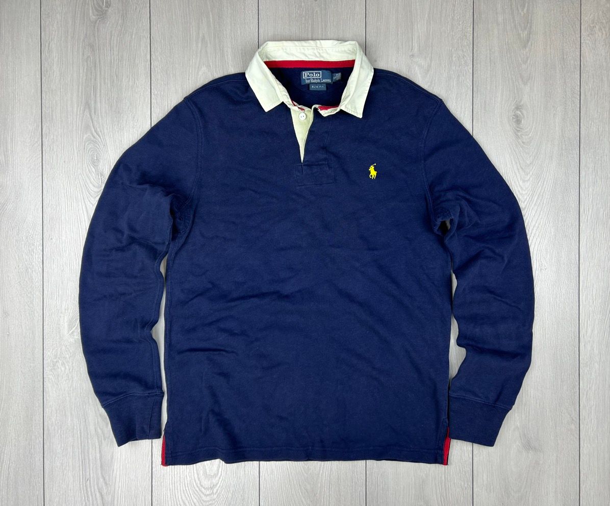 Pre-owned Polo Ralph Lauren X Vintage Polo Ralph Laurent Vintage Long Sleeve Polo Size L In Navy