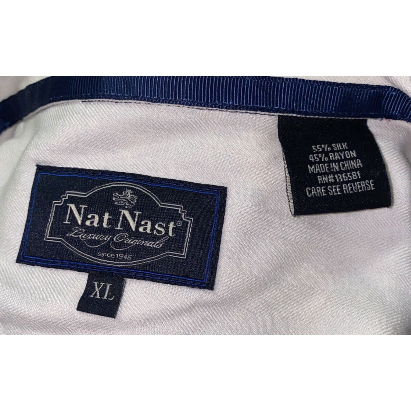 Nat Nast Nat Nast Shirt Mens XL Silk Rayon Short Sleeve Button Up Blue Red Graphic Pattern casual Size US XL / EU 56 / 4 - 6 Thumbnail