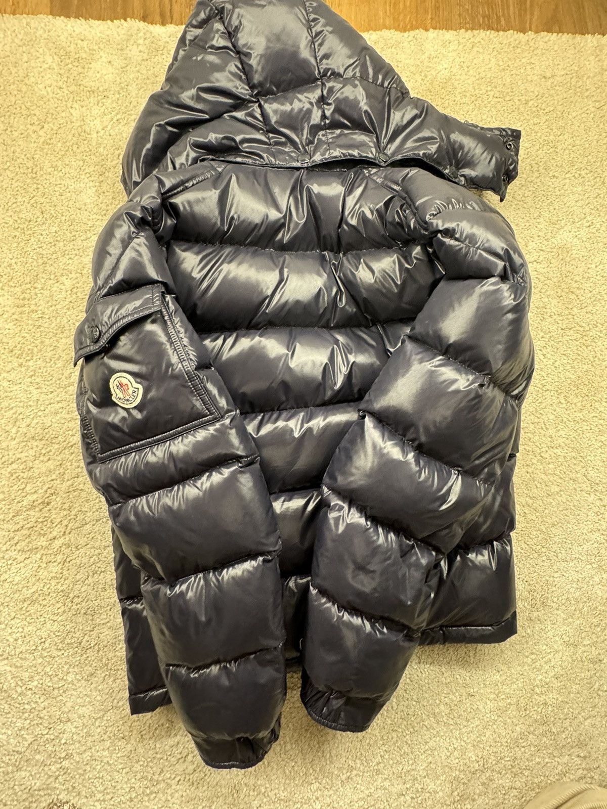 Moncler 🔵 Moncler Navy Maya Hooded Down Jacket (Size 1) Size US S / EU 44-46 / 1 - 14 Thumbnail