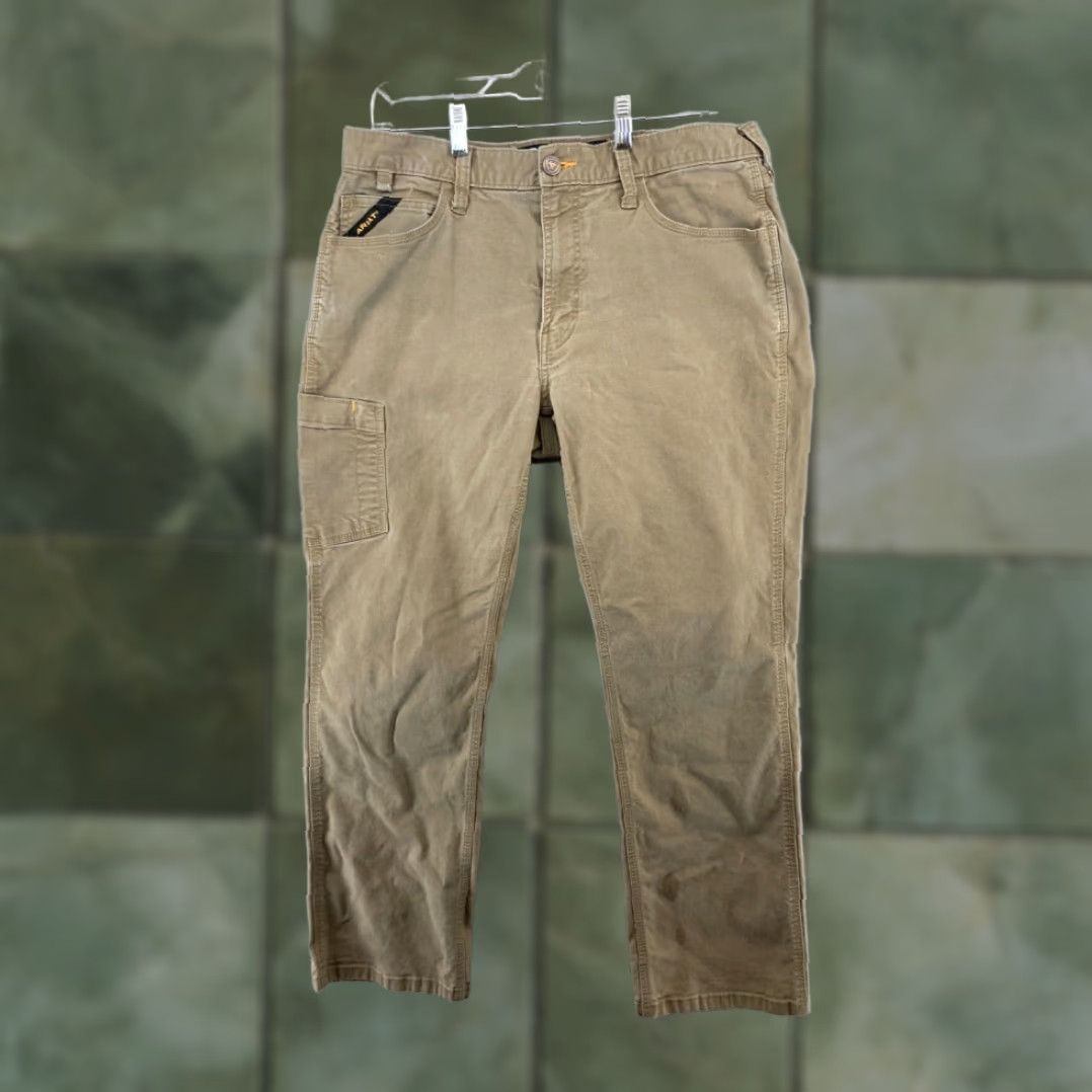 Ariat Ariat Mens Relaxed Straight M4 REBAR Khaki Canvas Work Pants 34x30 Size US 34 / EU 50 - 1 Thumbnail