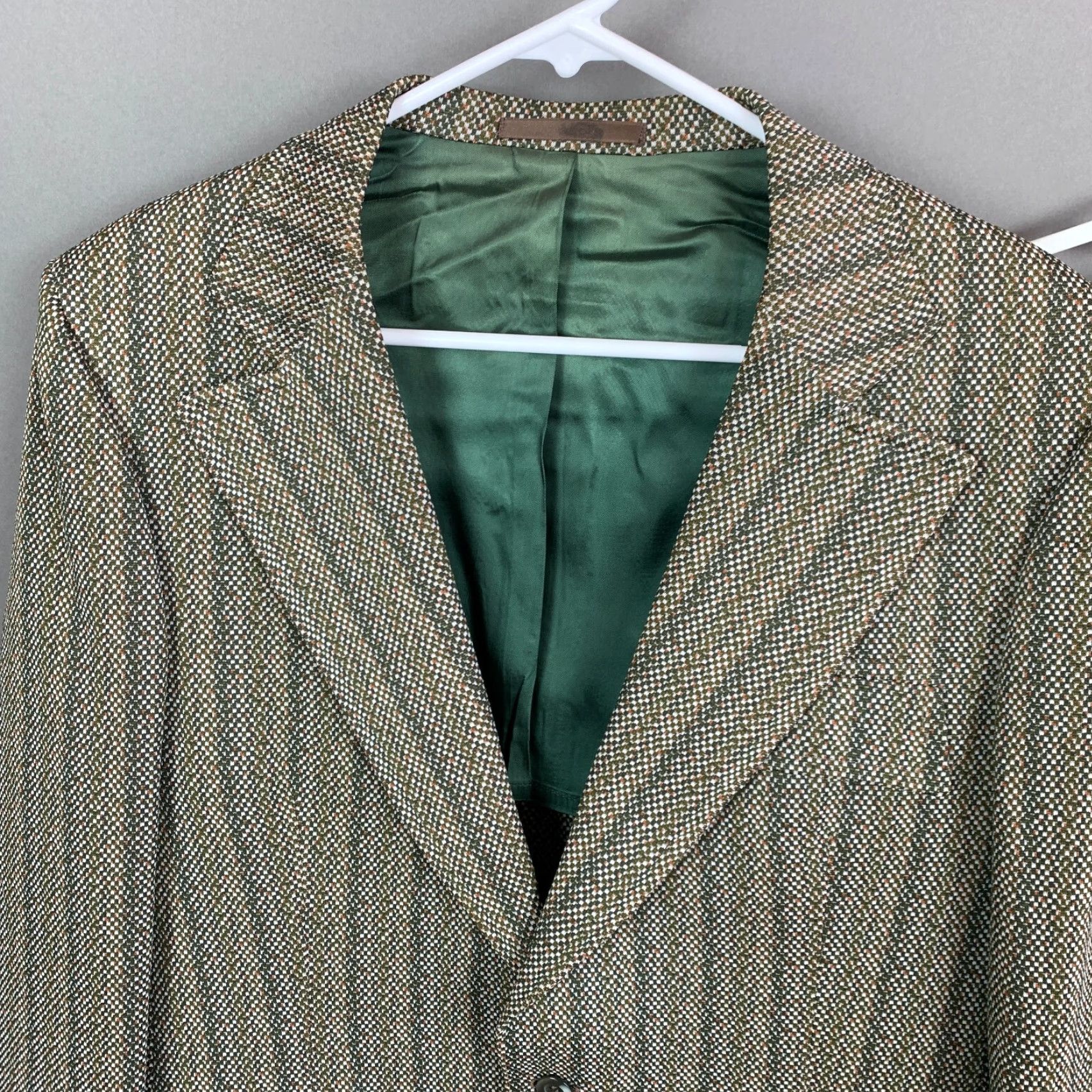 Vintage VINTAGE Campus Togs Custom Green Retro Pinstripe Blazer Suit Coat Pants 41x30.5 Mens Size 42R - 2 Thumbnail
