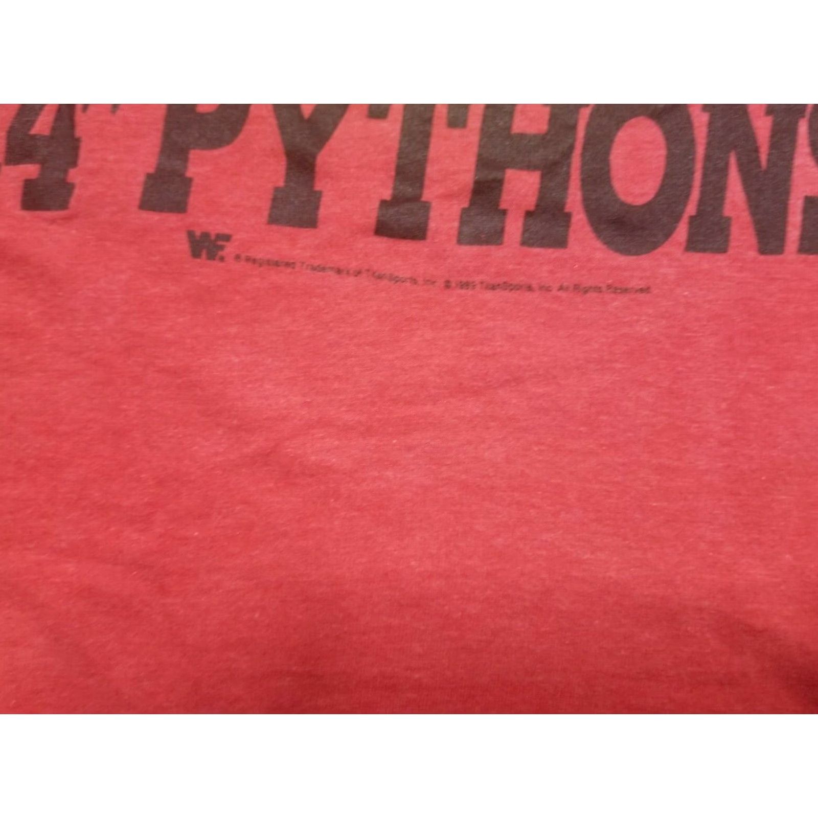 Hogan VINTAGE WWE T-Shirt Mens M 89 WWF Hulk Hogan 24 Pythons Single Stitch Red Short Sleeve Cotton Polyester Graphic Print Logo Slim Fit Sports USA 80s Size US M / EU 48-50 / 2 - 2 Thumbnail