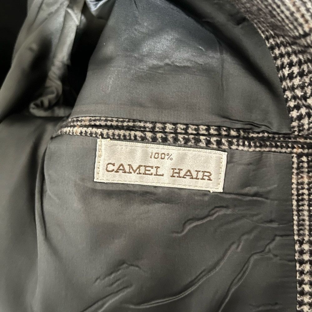 Saks Fifth Avenue Vintage Saks Fifth Avenue Camel Hair Gray Checkered Men's B Size 44L - 3 Thumbnail