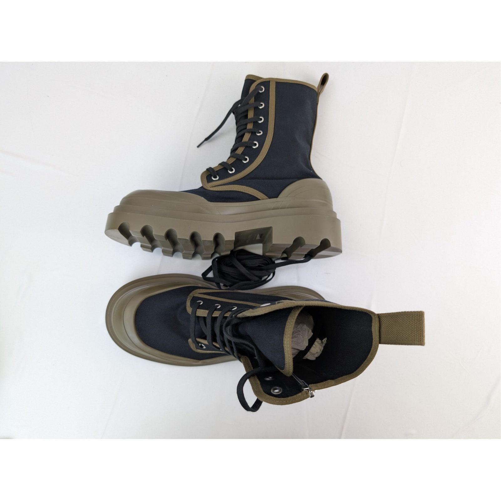 Bottega Veneta o1rshd1 Canvas Lace up Boots in Black Size US 10 / EU 43 - 1 Thumbnail