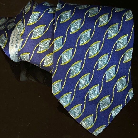 Valentino Blue Silk Tie Luxury Neckwear Couture Mans Neckti