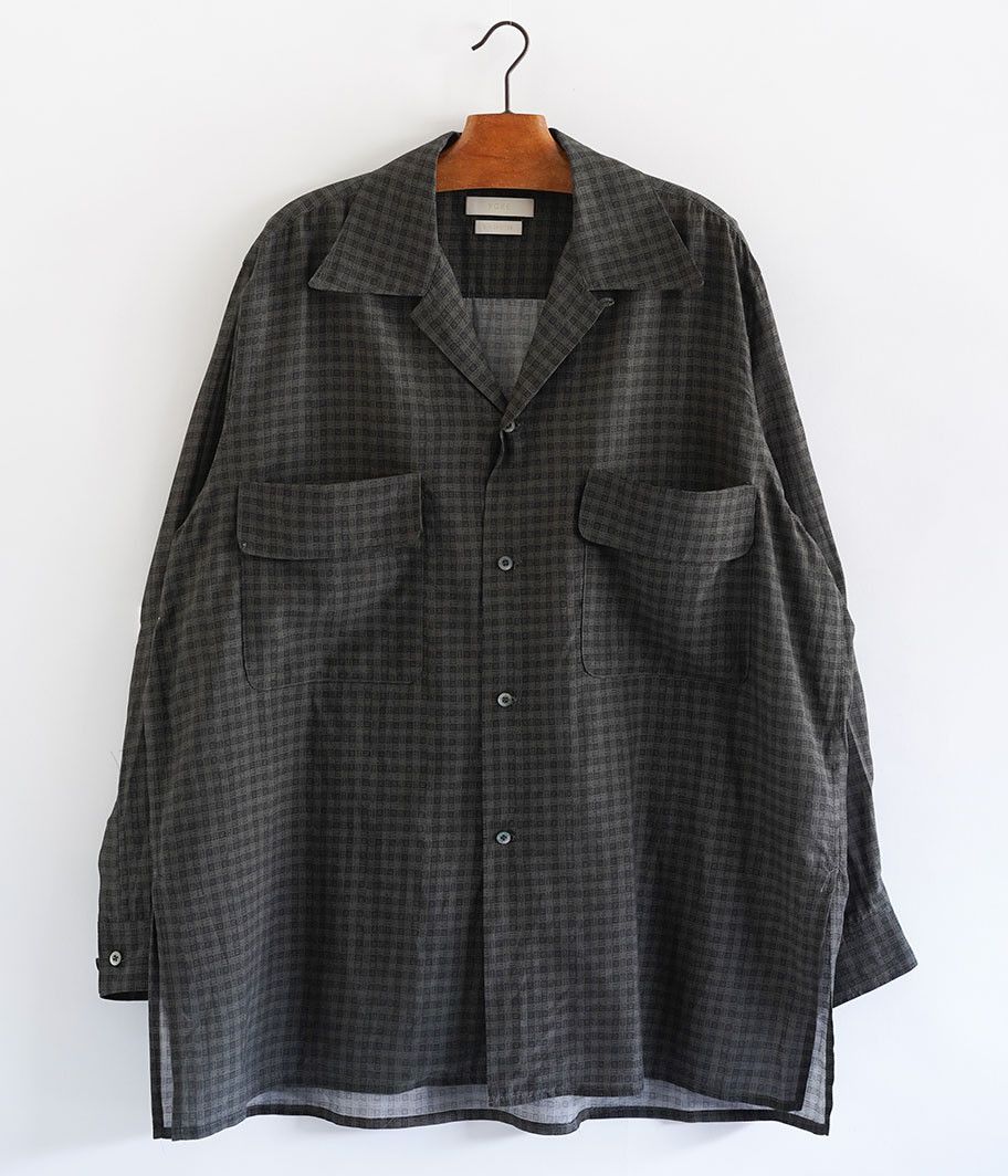 Yoke Grey Rayon Open Collar Checked Shirt