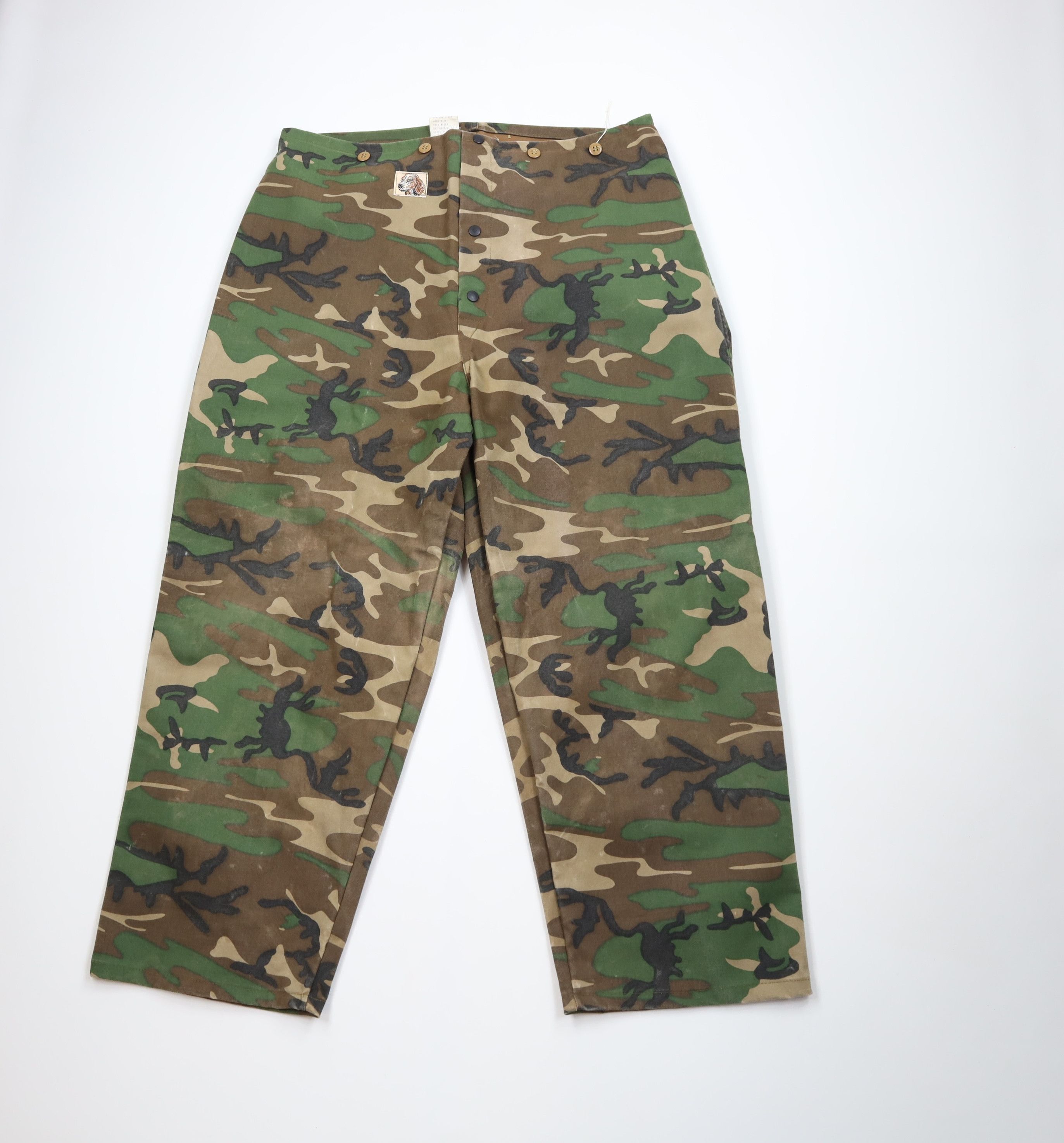 Vintage 60s 70s Pointer Dog Camouflage Waterproof Pants USA