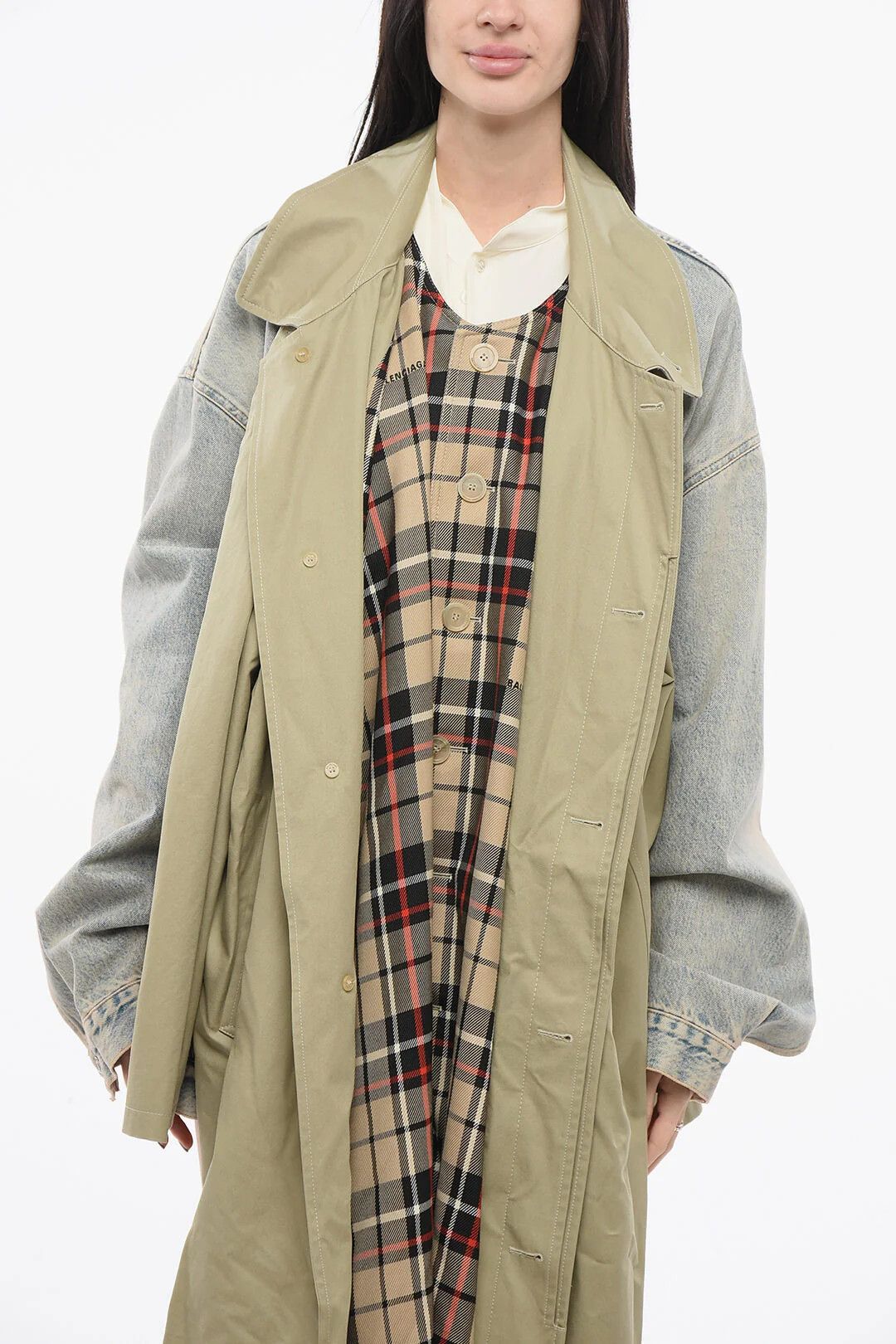 Balenciaga og1mm0326 Layered Coat in Green & Multicolor Size S / US 4 / IT 40 - 4 Thumbnail